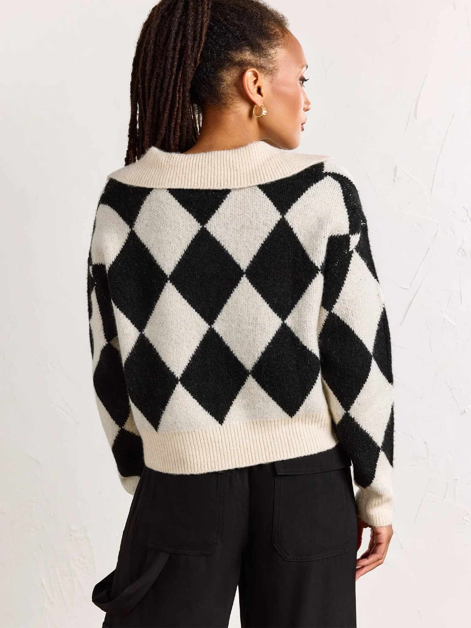 Dreamers by Debut Diamond Pattern Polo Sweater - Brands We Love - Image 4