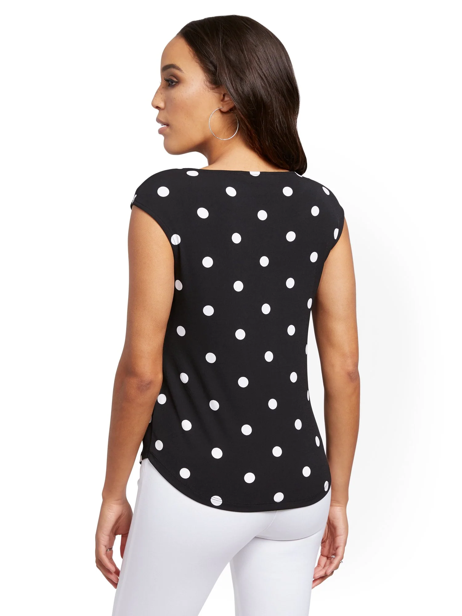 Dot-Print Bow-Accent Top - 7th Avenue - Image 3