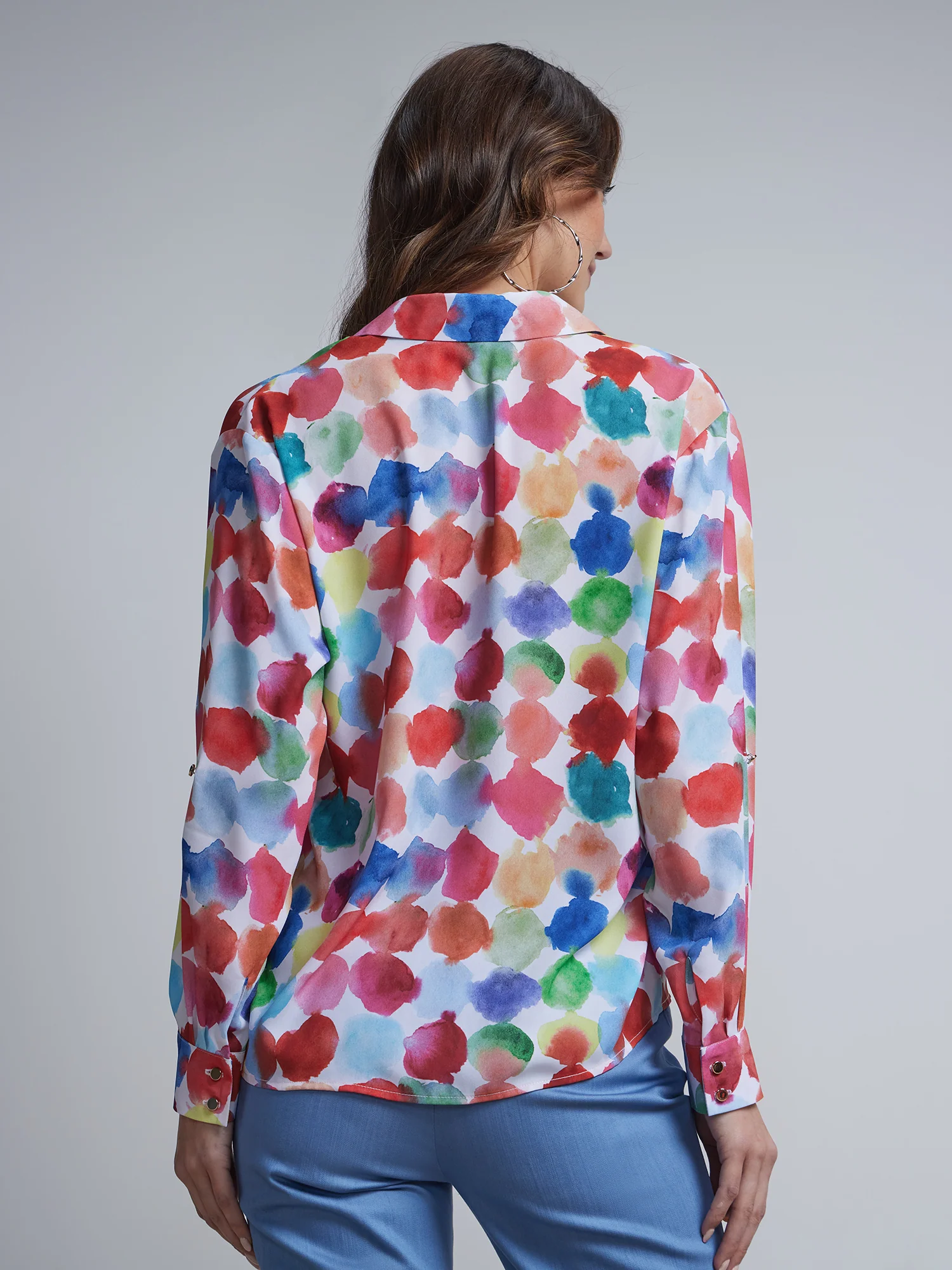 Dot-Print Button-Front Blouse - Image 3