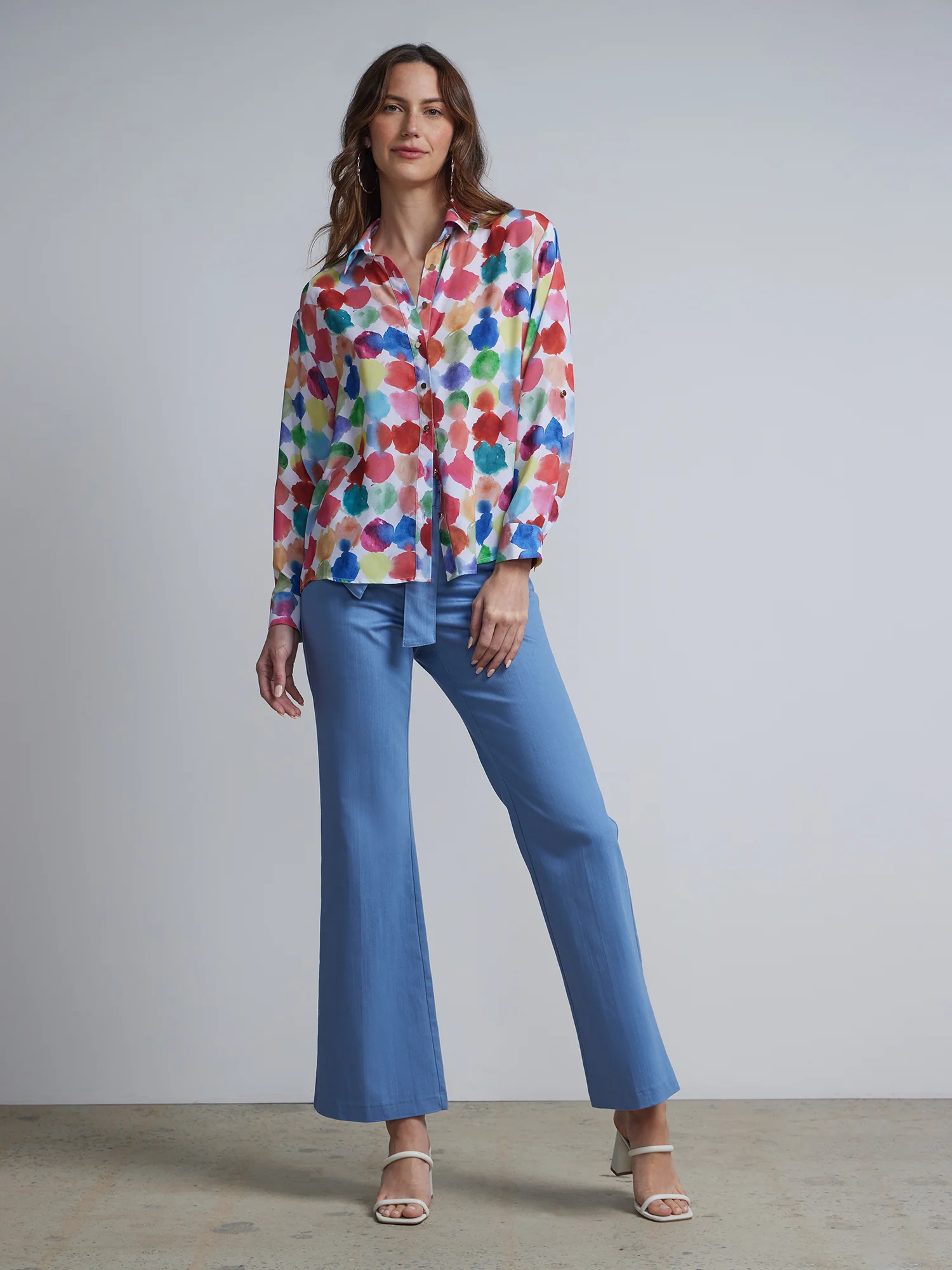 Dot-Print Button-Front Blouse - Image 4
