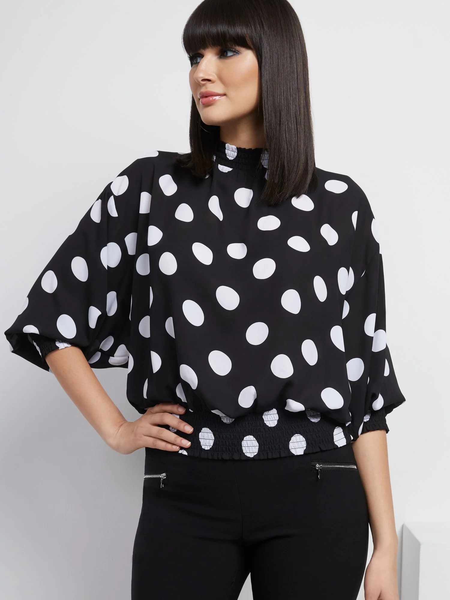 Dot-Print Dolman-Sleeve Top - Image 4