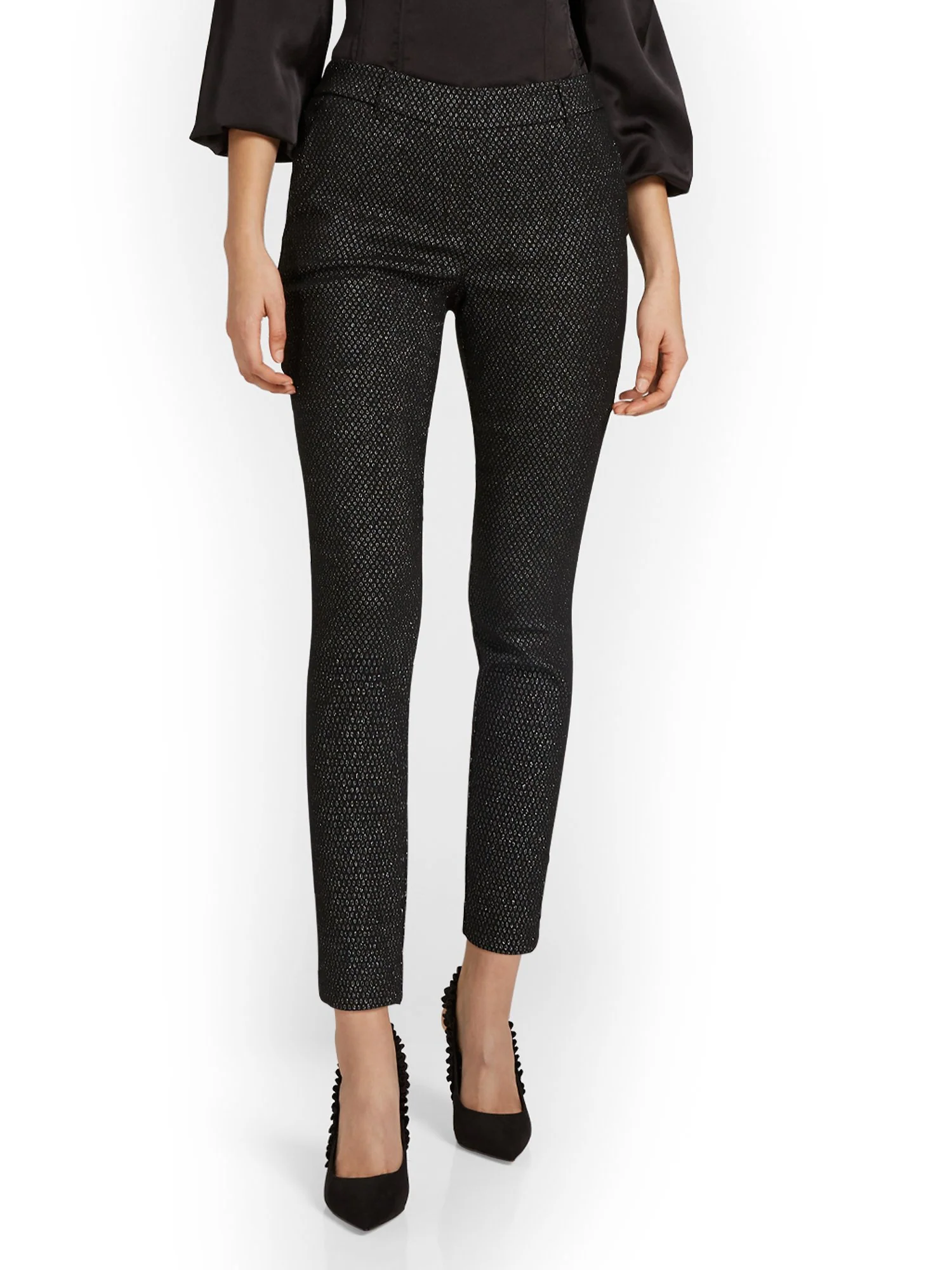 Chapter One Dot-Print Lurex Slim-Leg Ankle Pant - Brands We Love