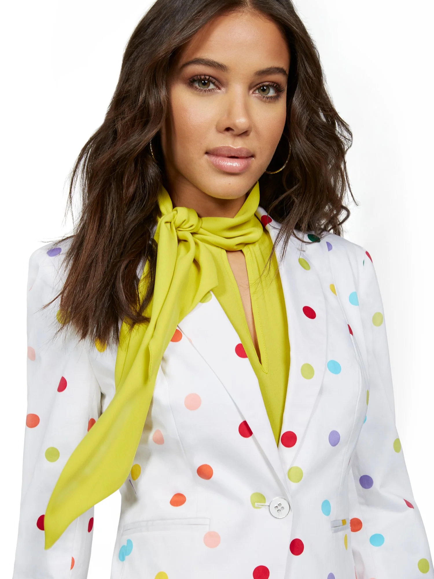 Dot-Print One-Button Jacket - 7th Avenue - Image 4