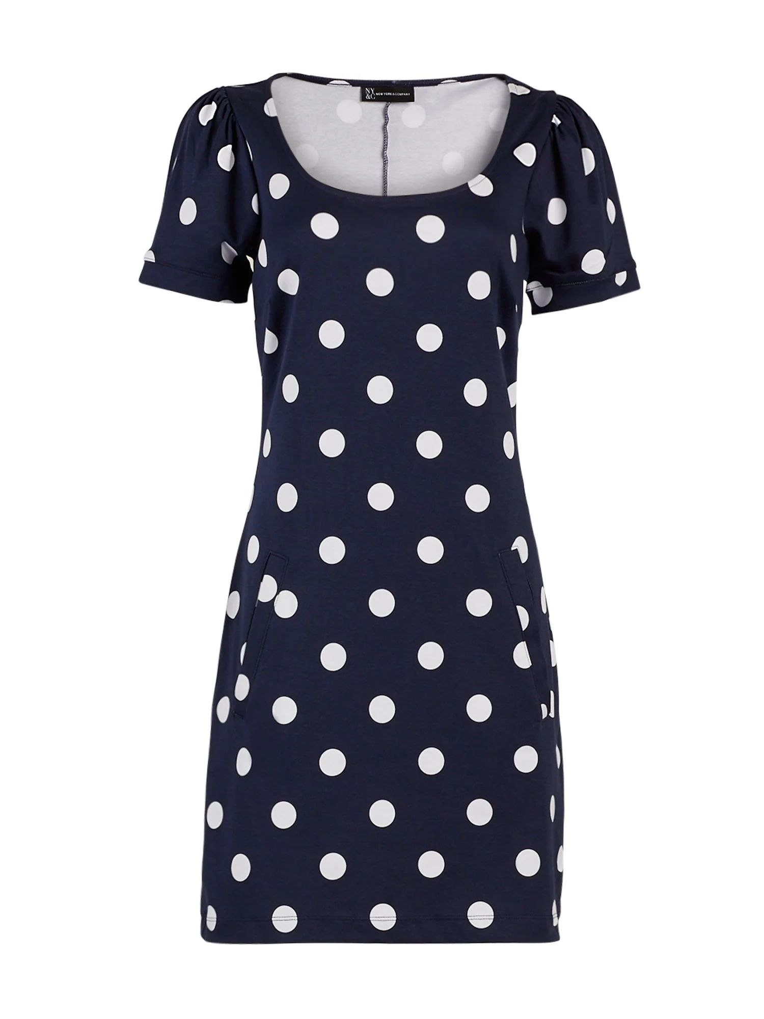 Dot-Print Puff-Sleeve Cotton Shift Dress - Image 5