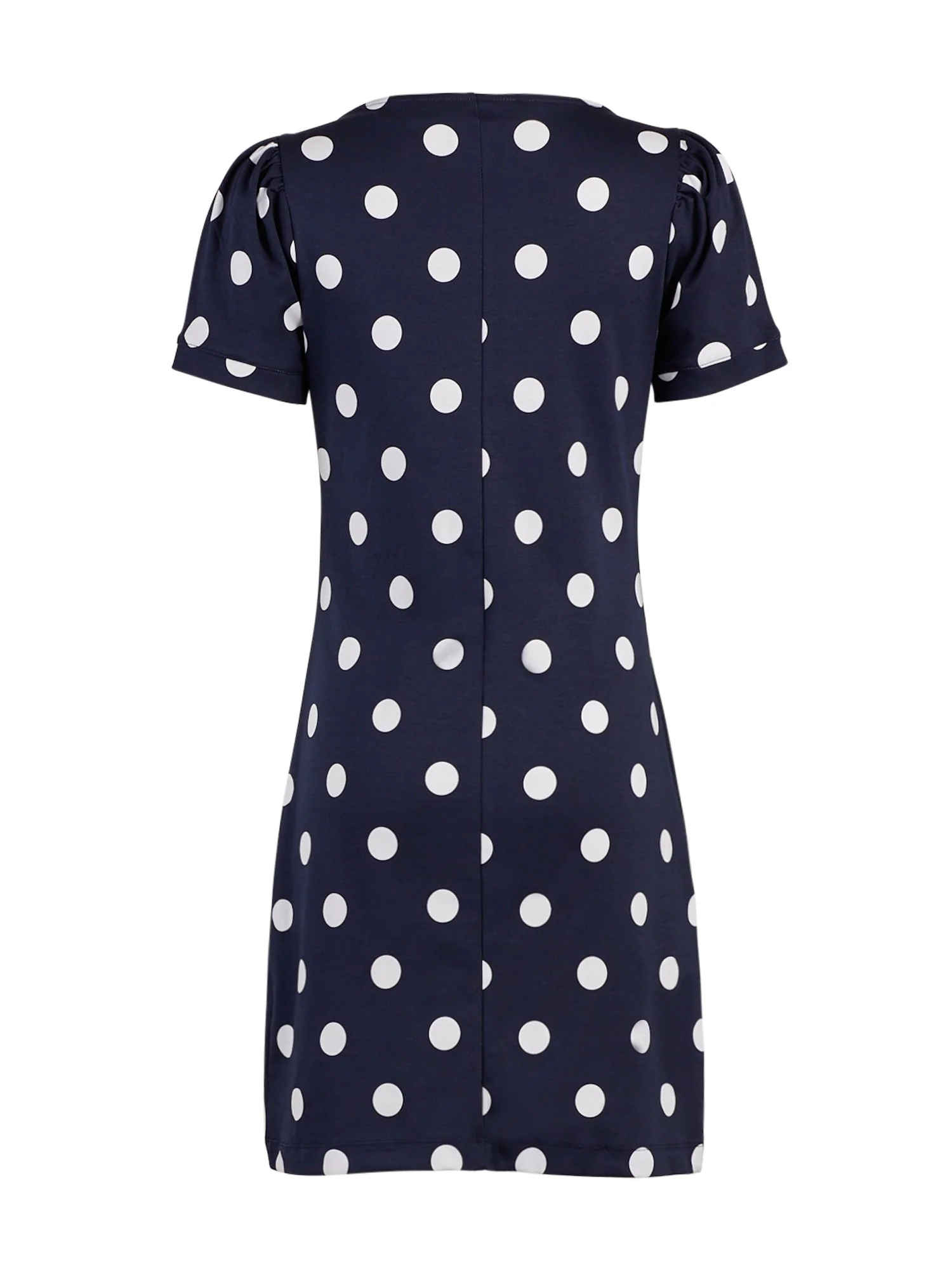 Dot-Print Puff-Sleeve Cotton Shift Dress - Image 6