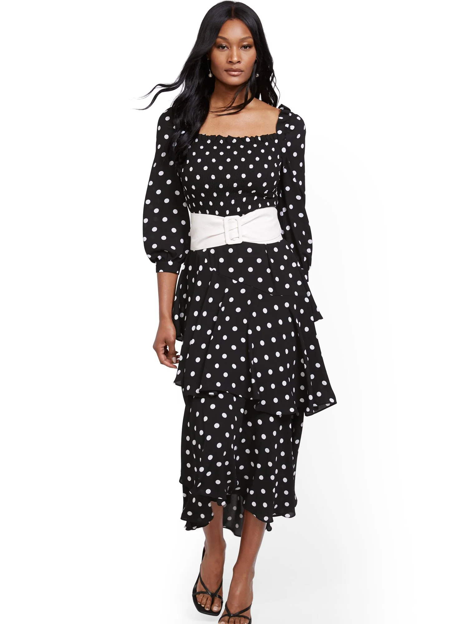 Dot-Print Puff-Sleeve Top - Image 4