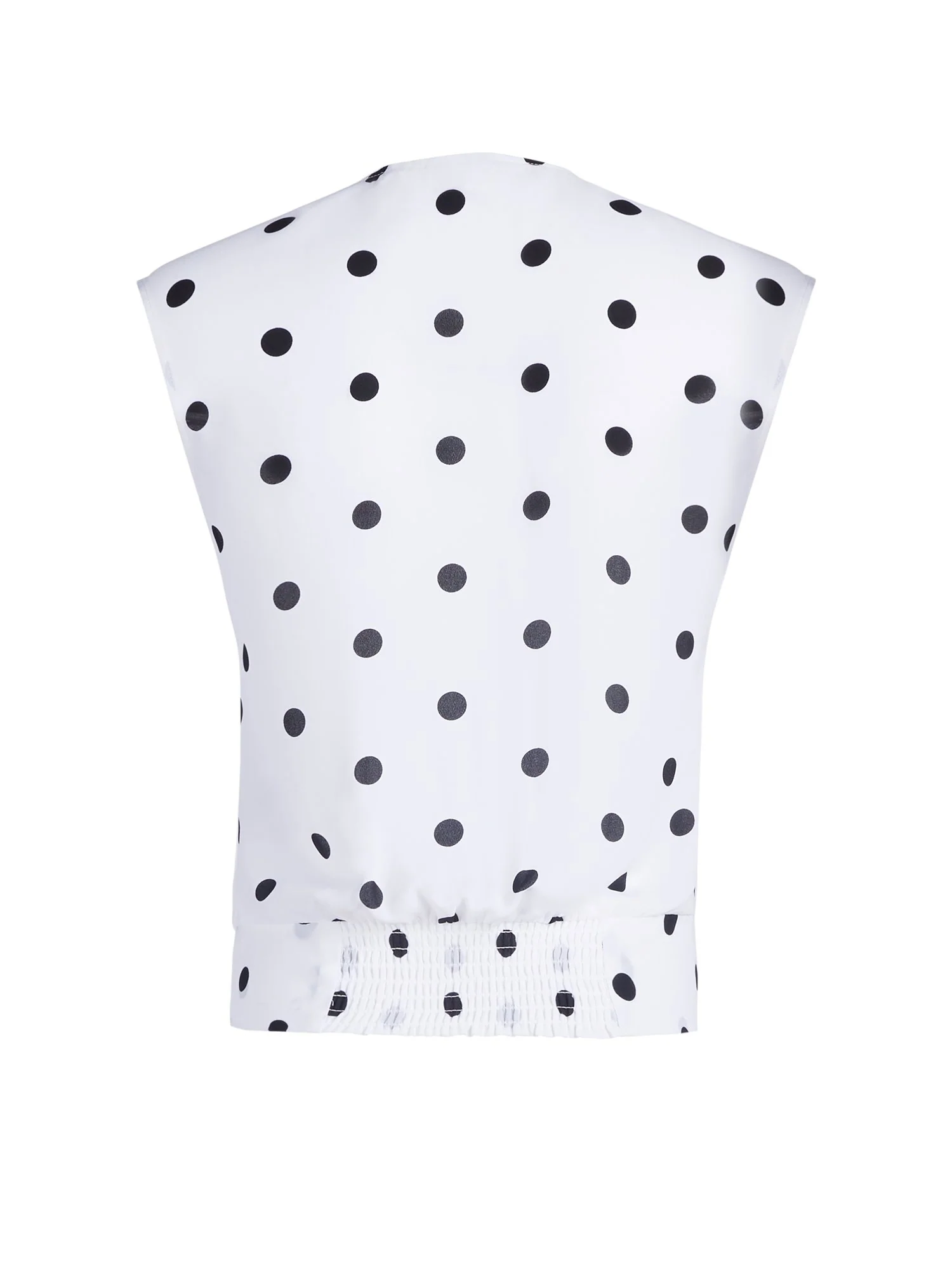 Dot-Print Smocked Wrap Blouse - Image 3