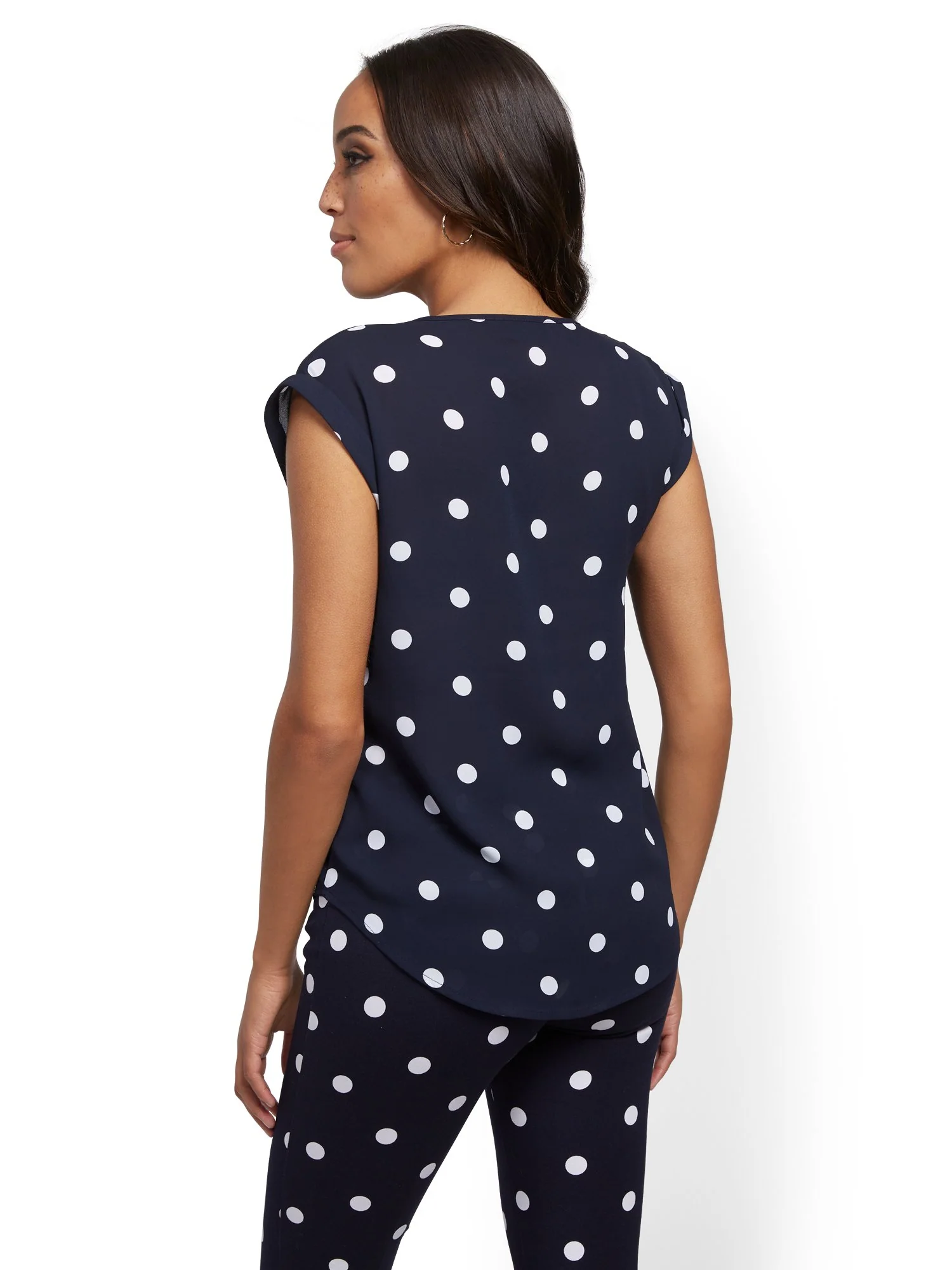 Dot-Print Split-Neck Top - 7th Avenue - Image 3