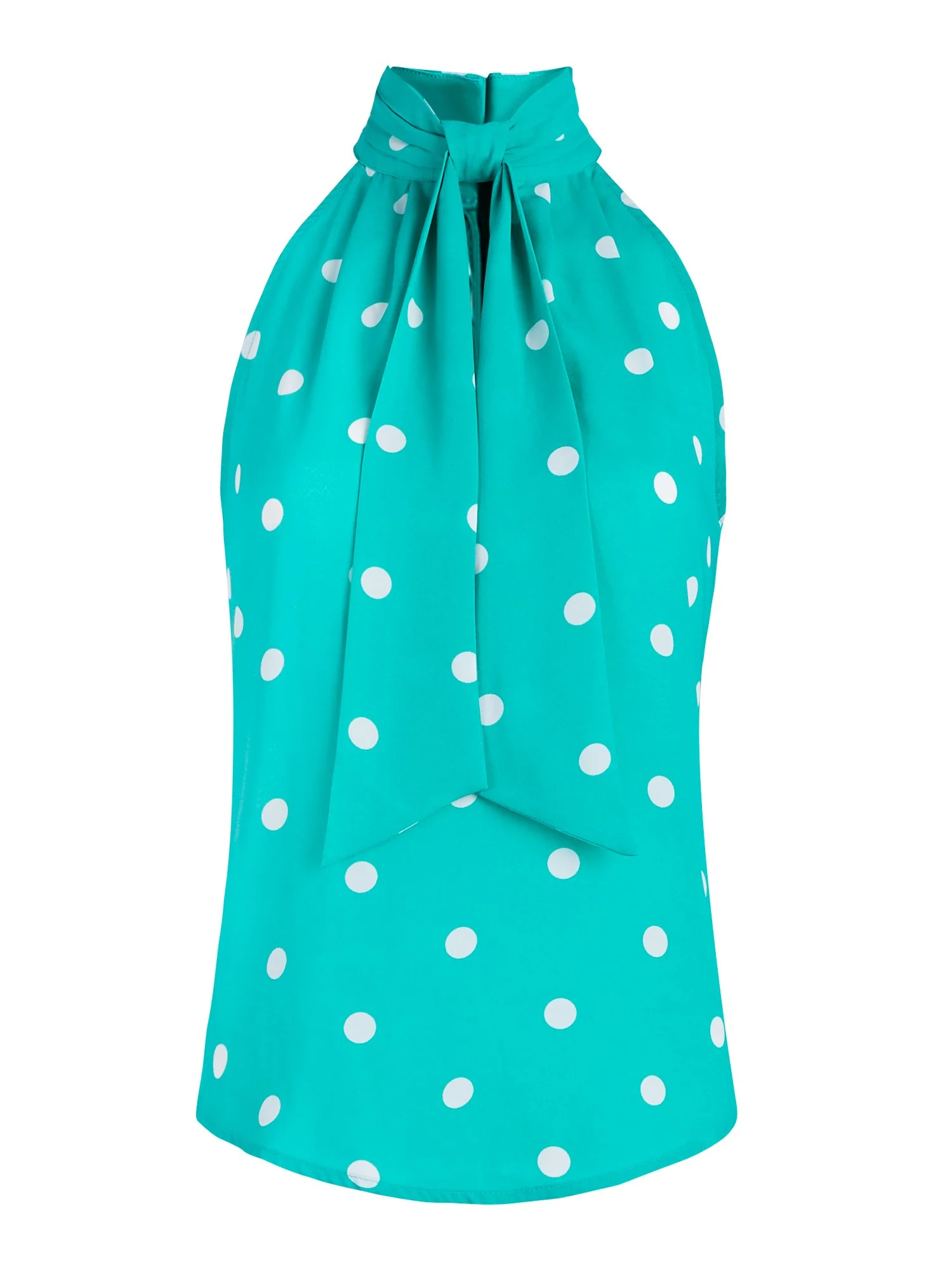 Dot-Print Tie-Front Halter Top - Image 2