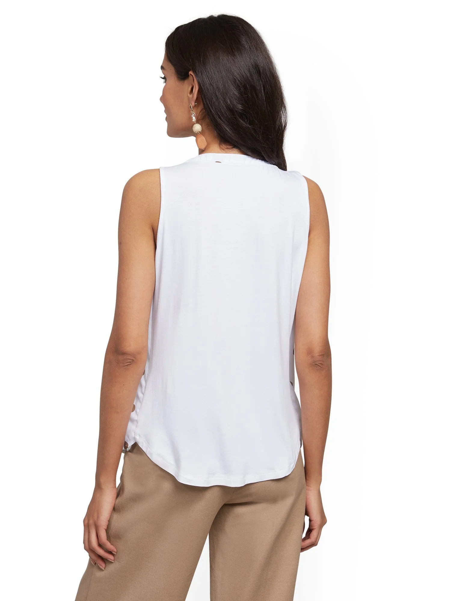 Dot-Print Tie-Front Sleeveless Top - Image 3