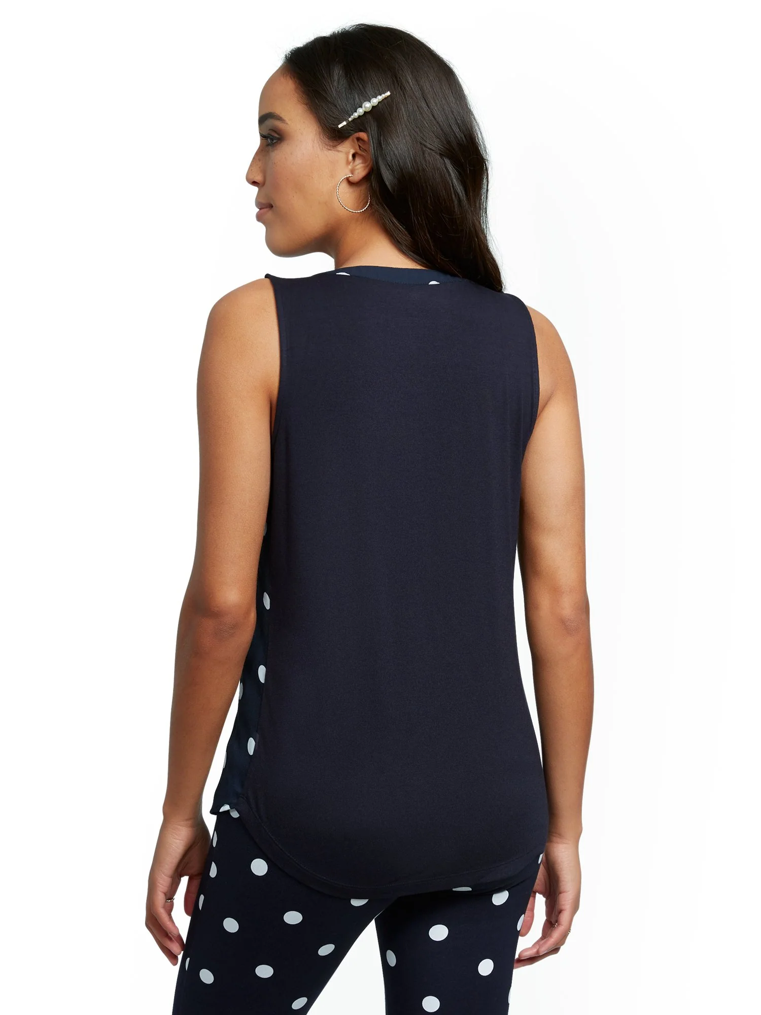 Dot-Print Tie-Front Sleeveless Top - Image 3