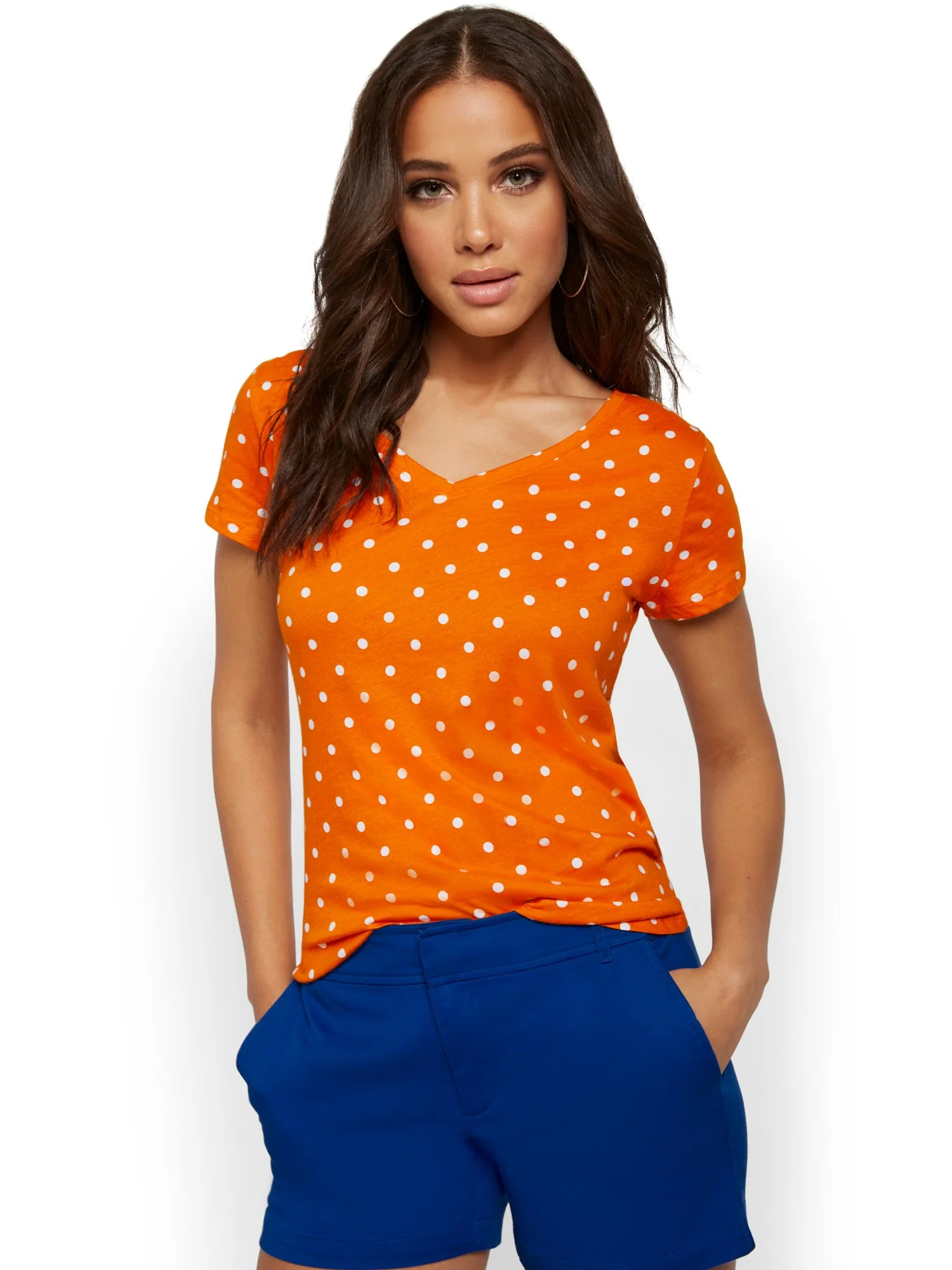 Dot-Print V-Neck Perfect Tee - Image 6