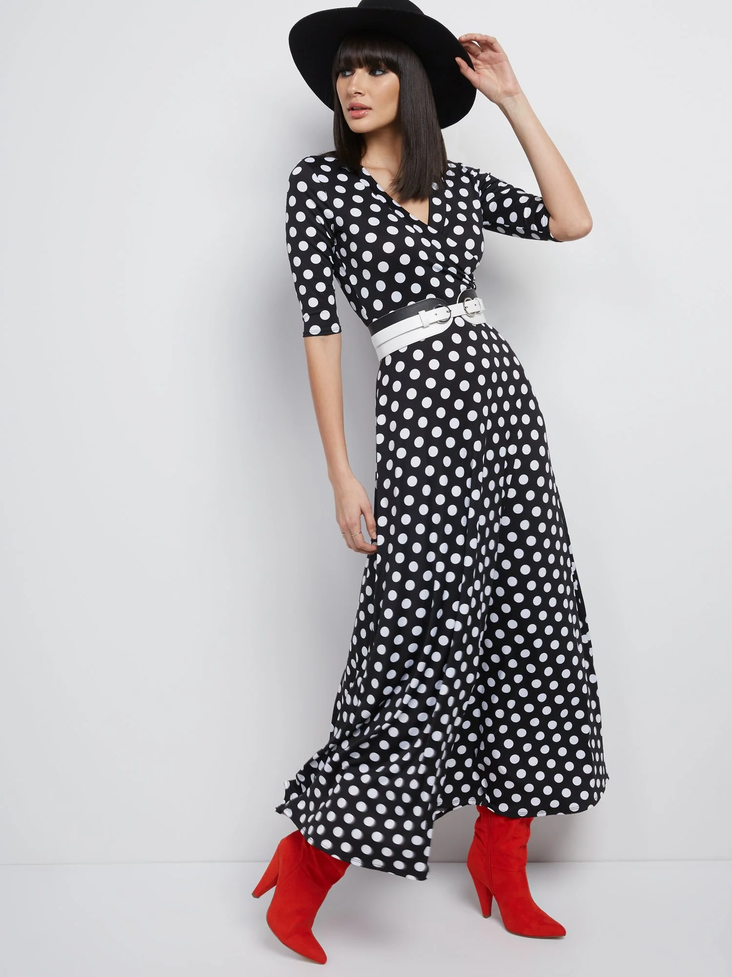 Dot-Print Wrap Maxi Dress - Image 2