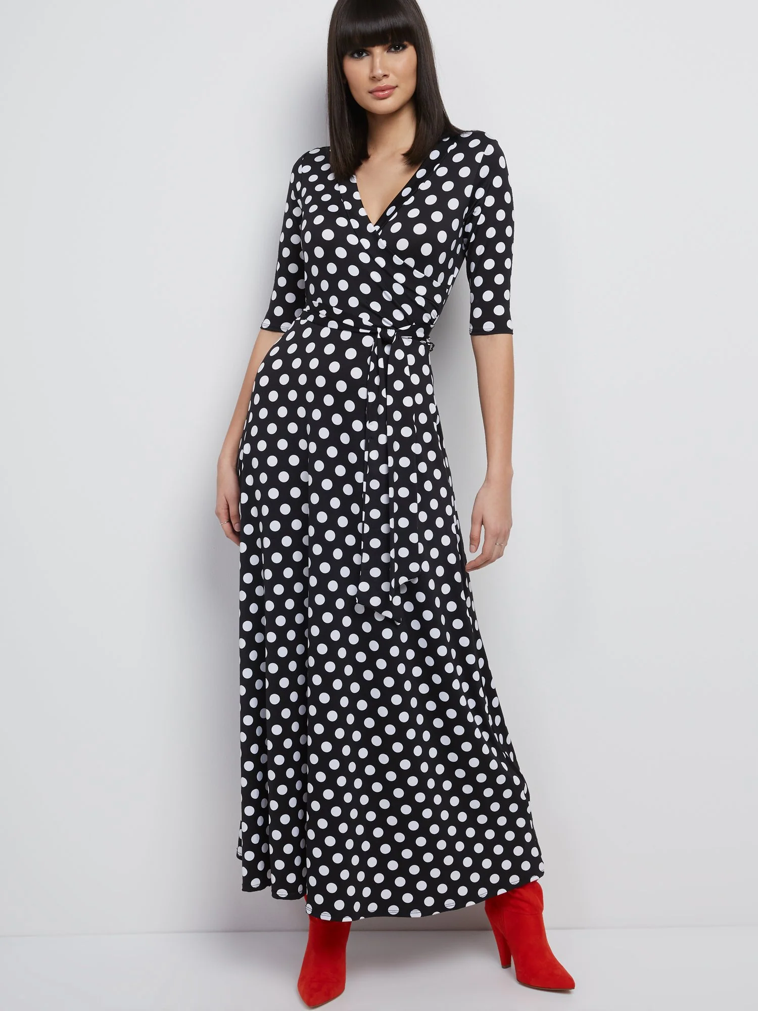 Dot-Print Wrap Maxi Dress - Image 4