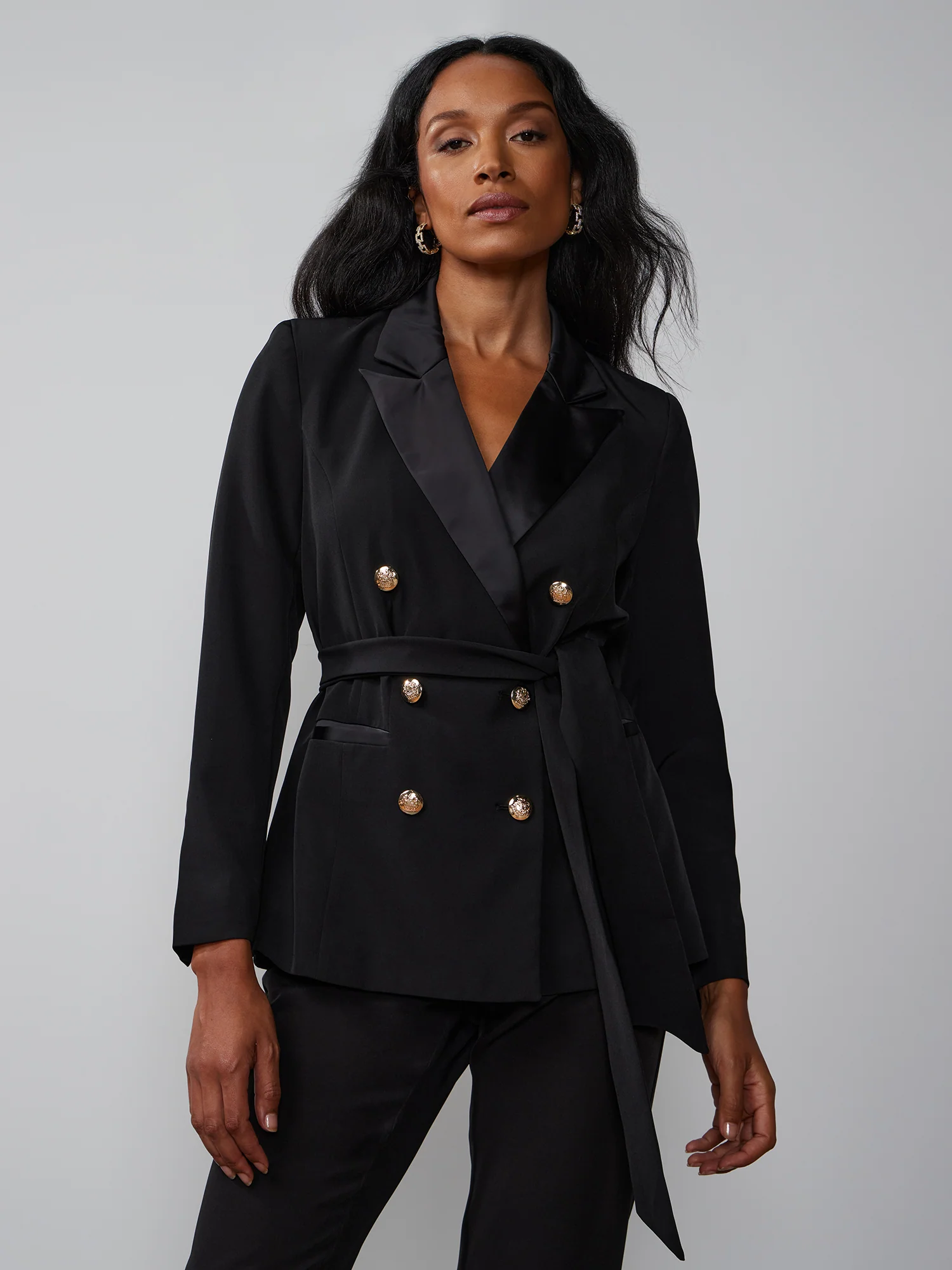Double-Breasted Belted Blazer
