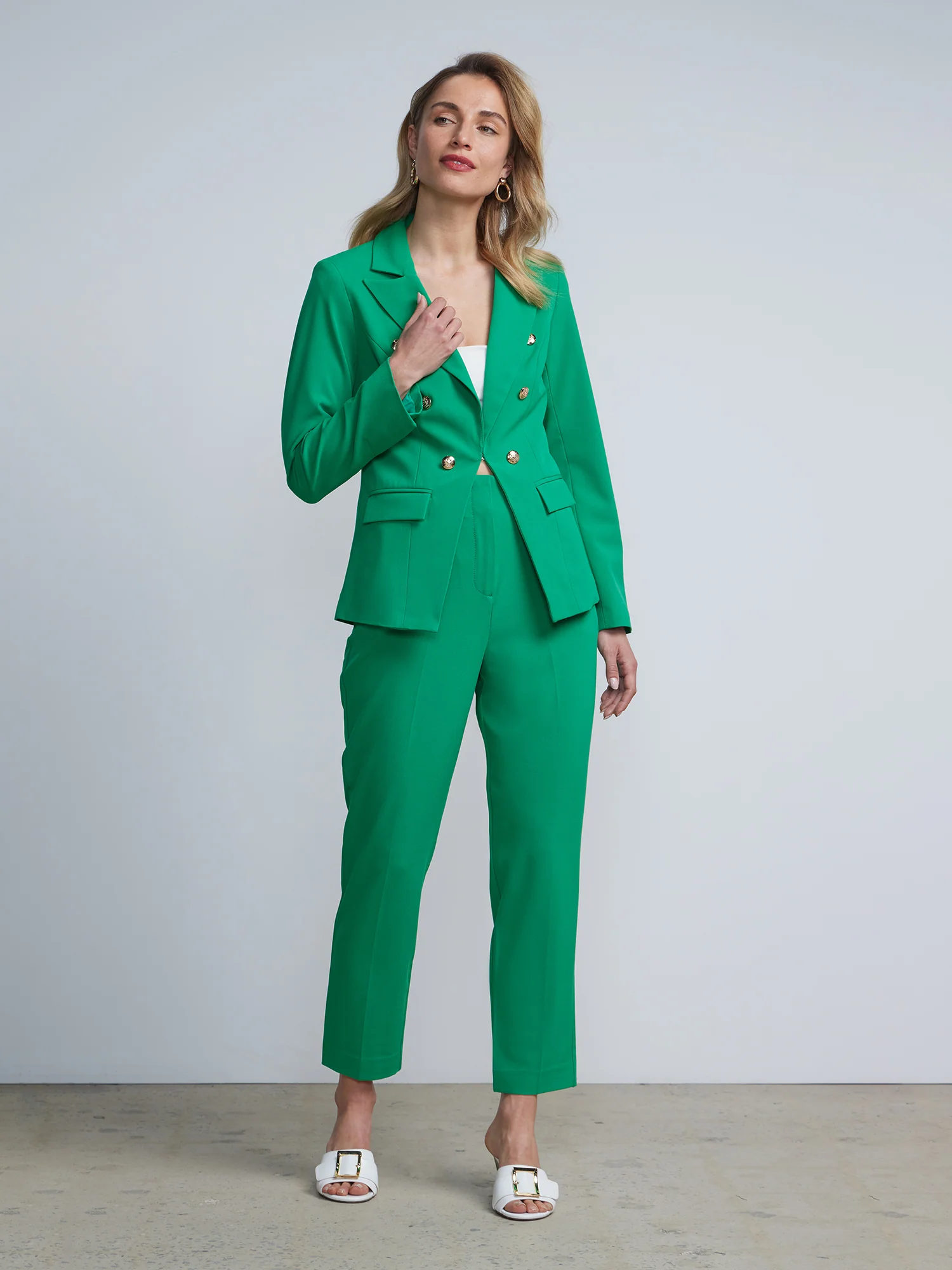 Double-Breasted Button-Detail Blazer - Essential Stretch - Image 10