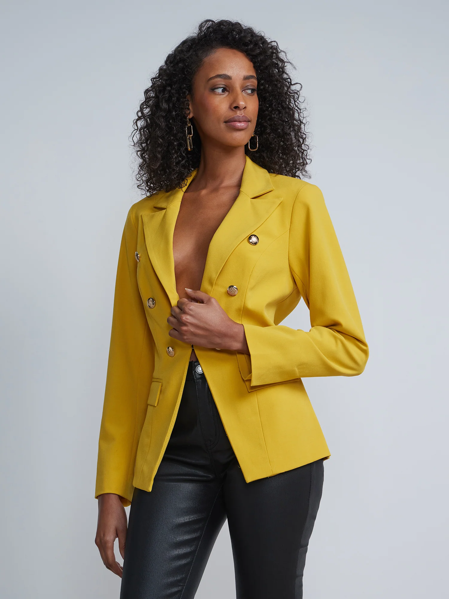 Double-Breasted Button-Detail Blazer - Essential Stretch - Image 12