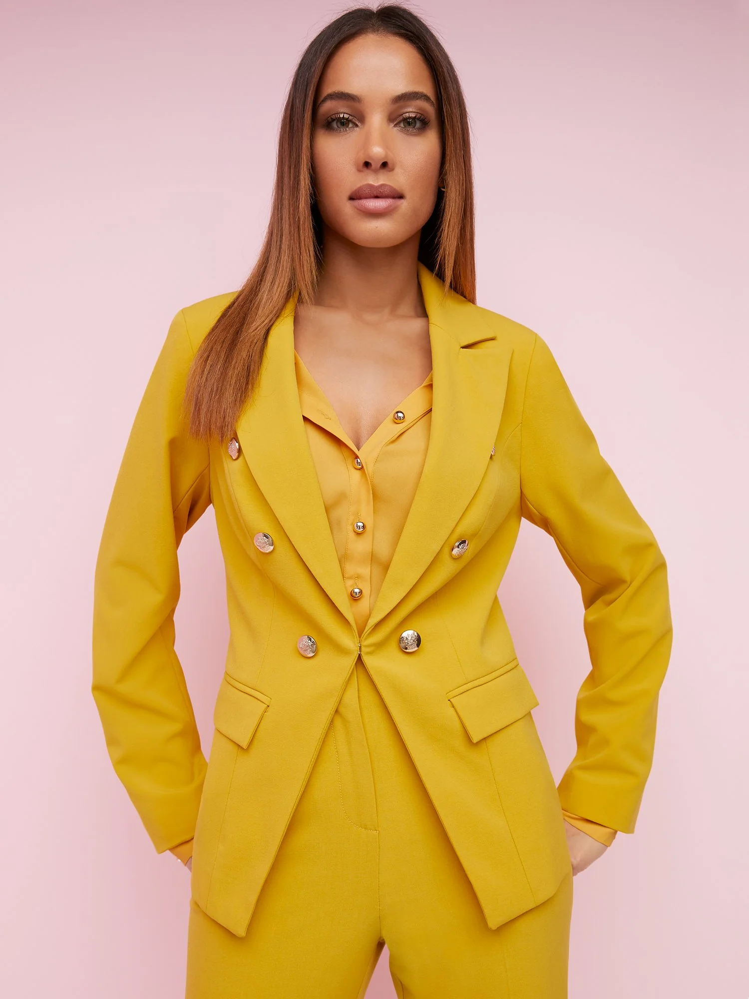 Double-Breasted Button-Detail Blazer - Essential Stretch - Image 13