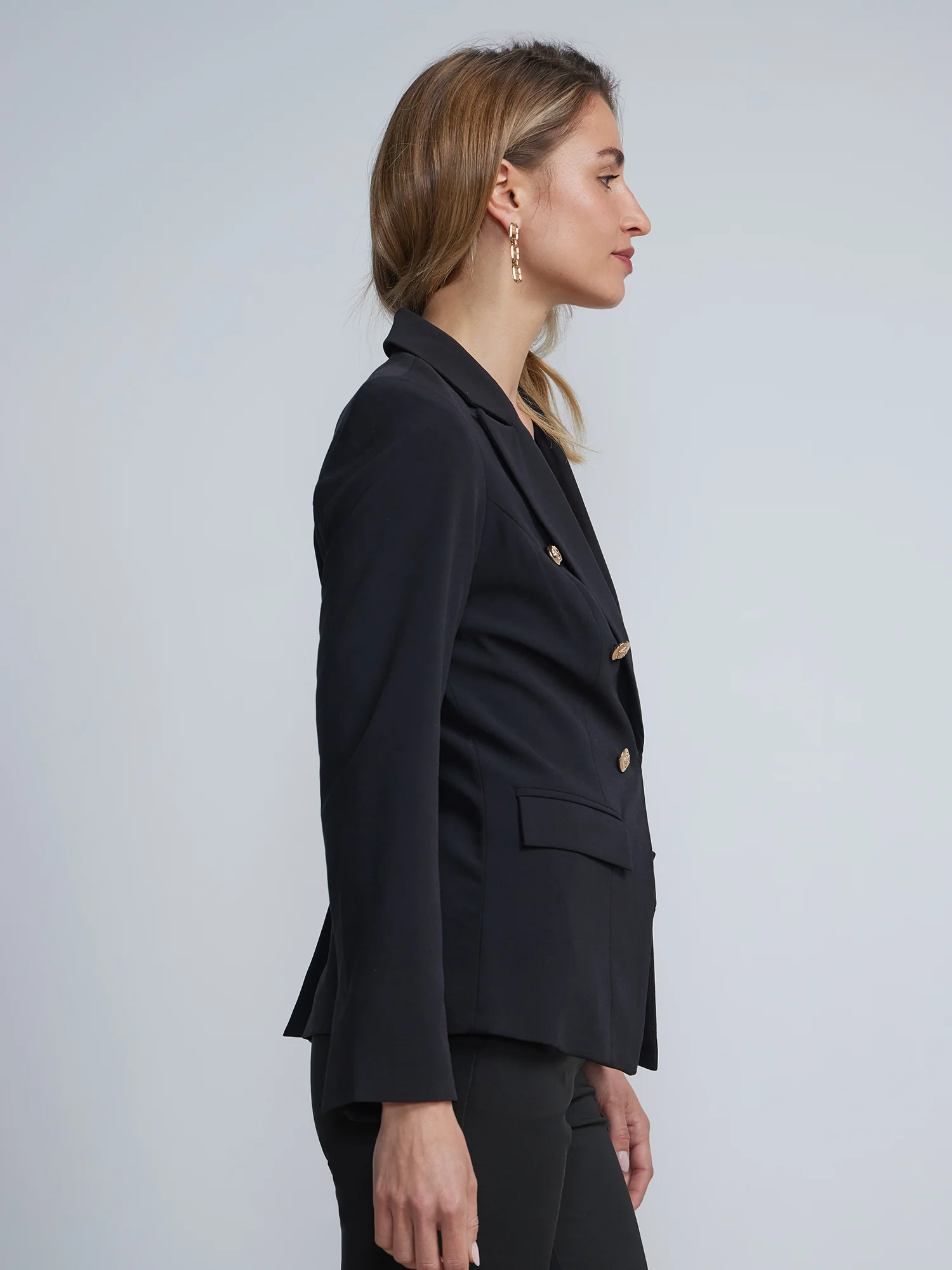 Double-Breasted Button-Detail Blazer - Essential Stretch - Image 3