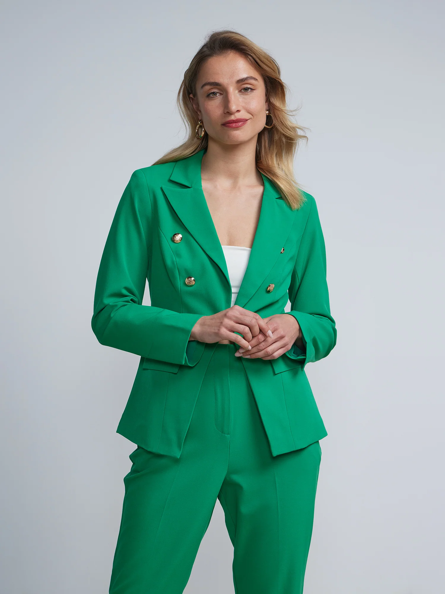 Double-Breasted Button-Detail Blazer - Essential Stretch - Image 7