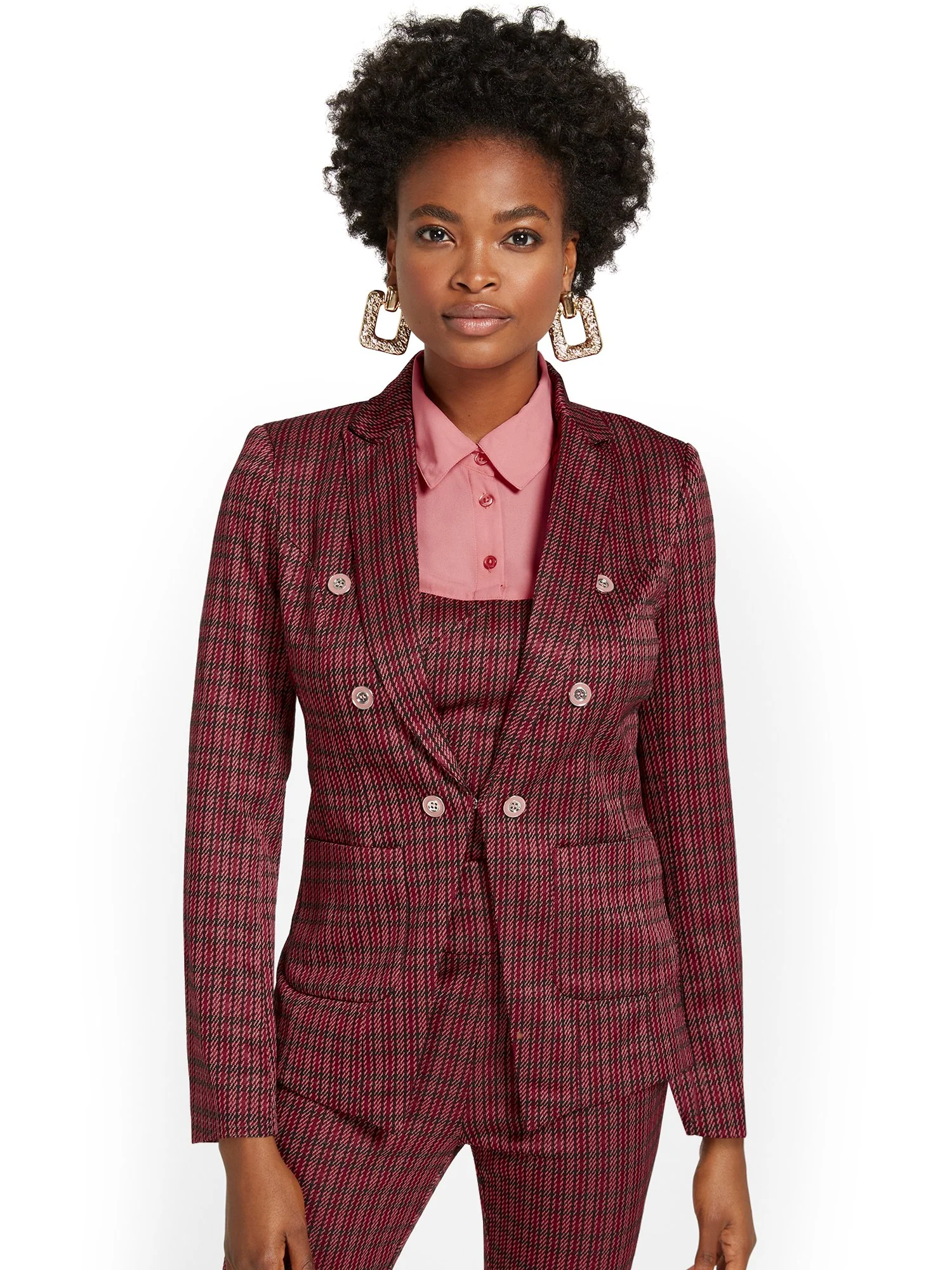 Double-Breasted Check-Print Jacket - Superflex