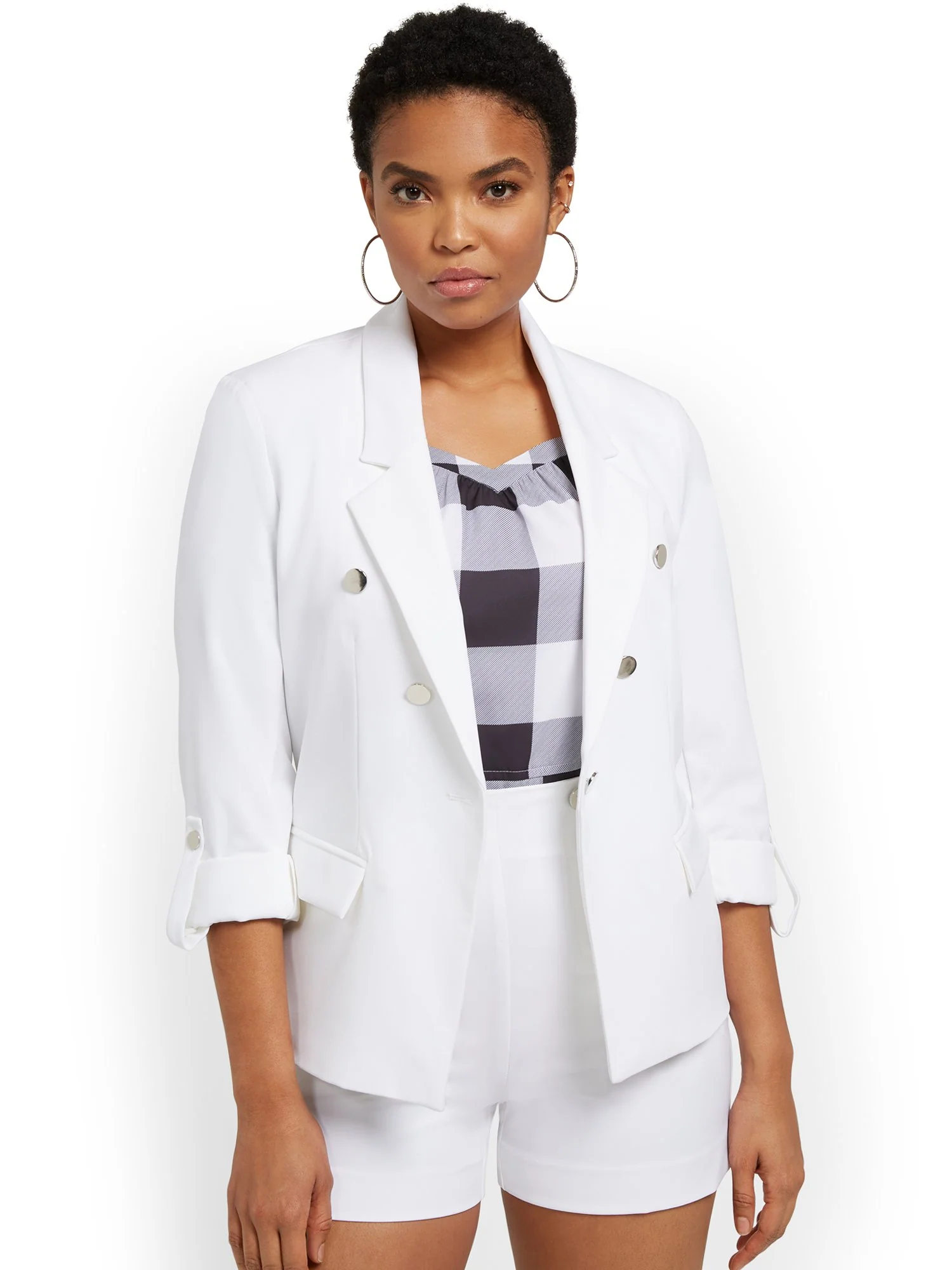 Double-Breasted Metal-Button Jacket