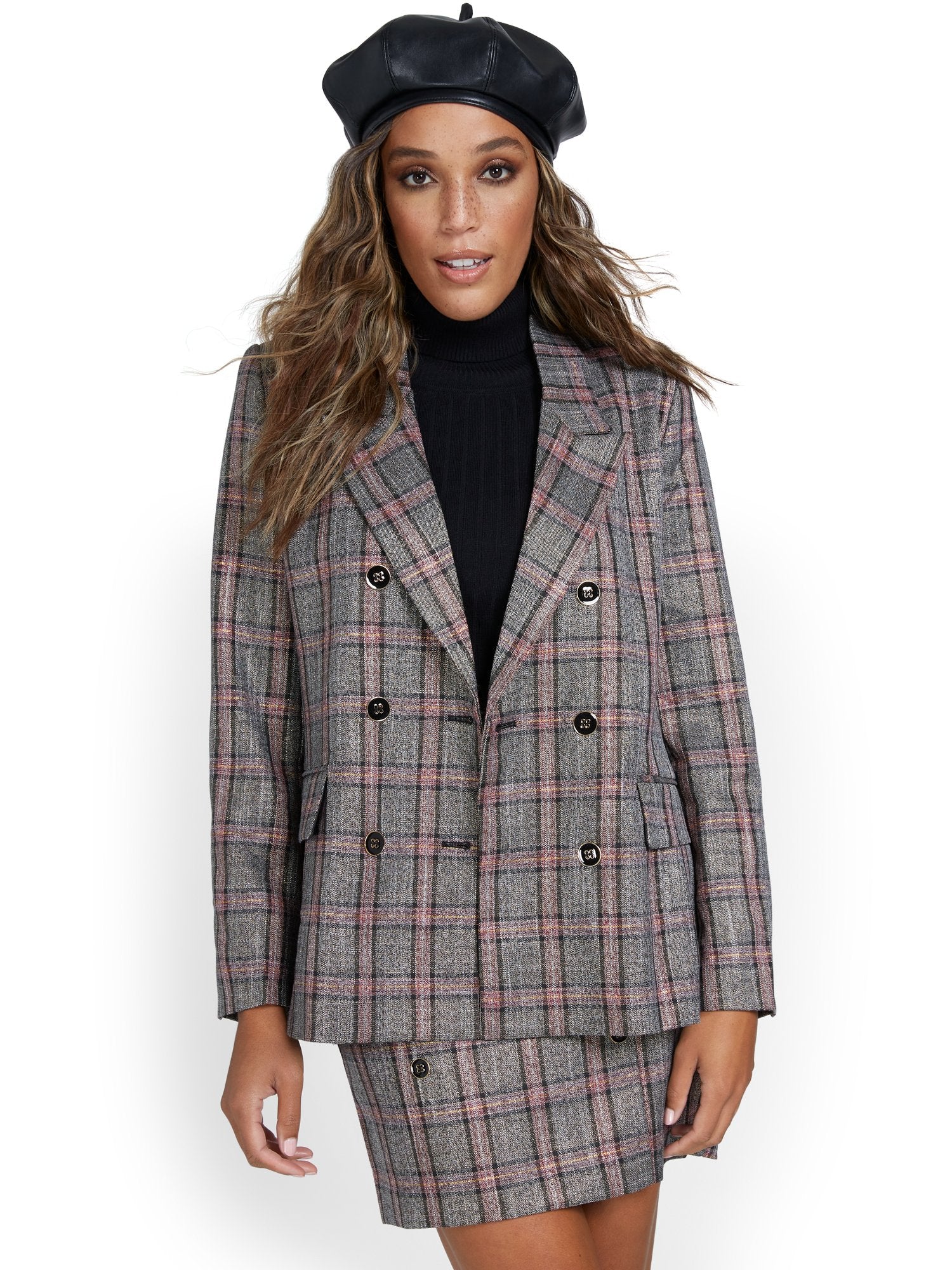 Double-Breasted Plaid Jacket - Superflex - Image 2