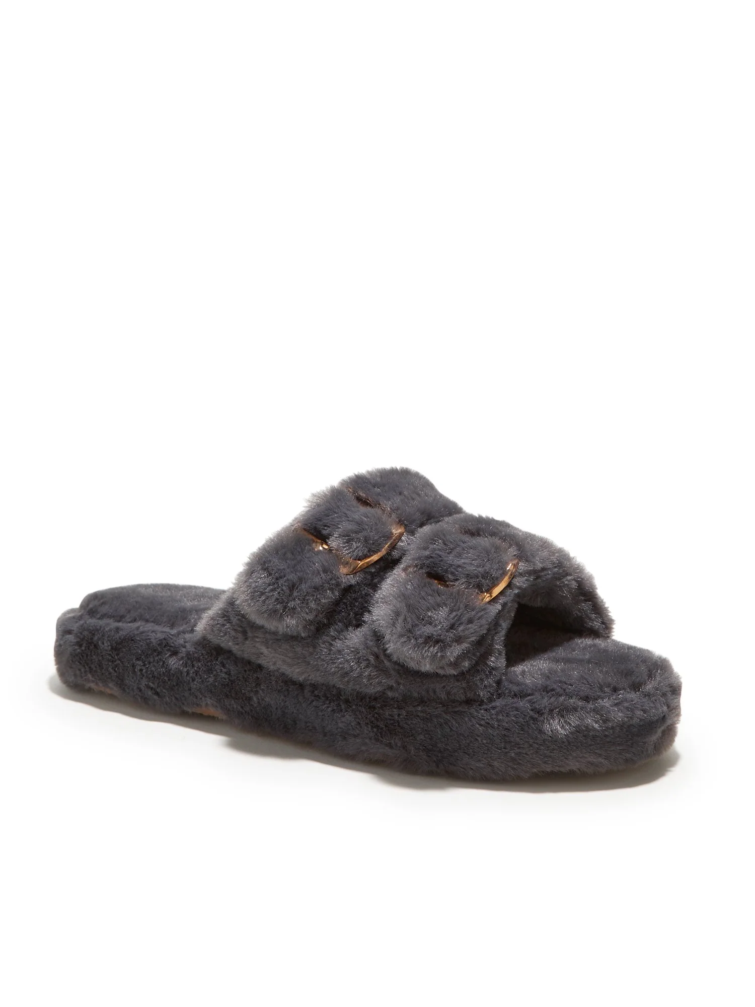 Double-Buckle Faux-Fur Slippers - Image 4