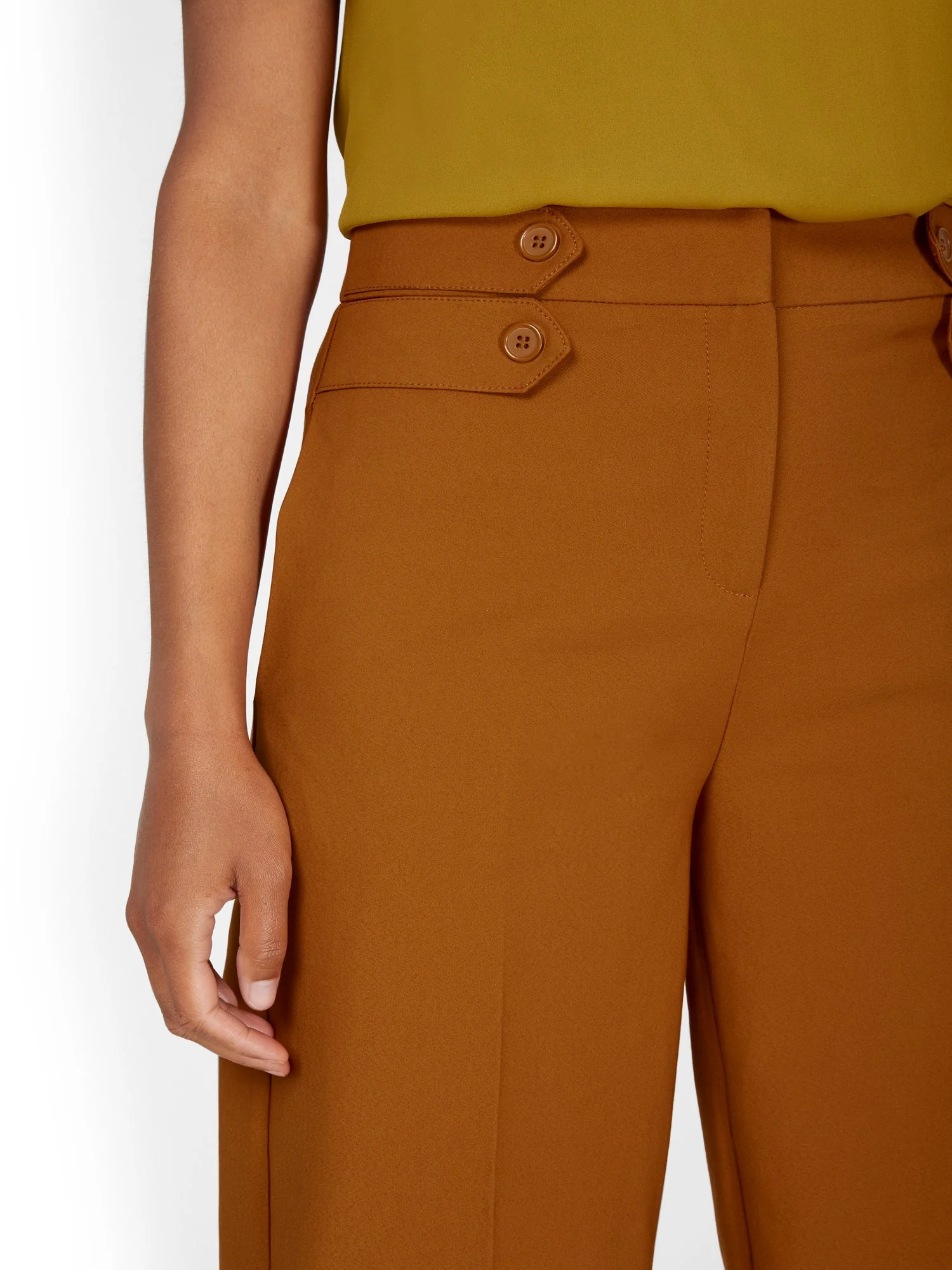 Double-Button High-Waisted Wide-Leg Capri Pant - 7th Avenue - Image 8