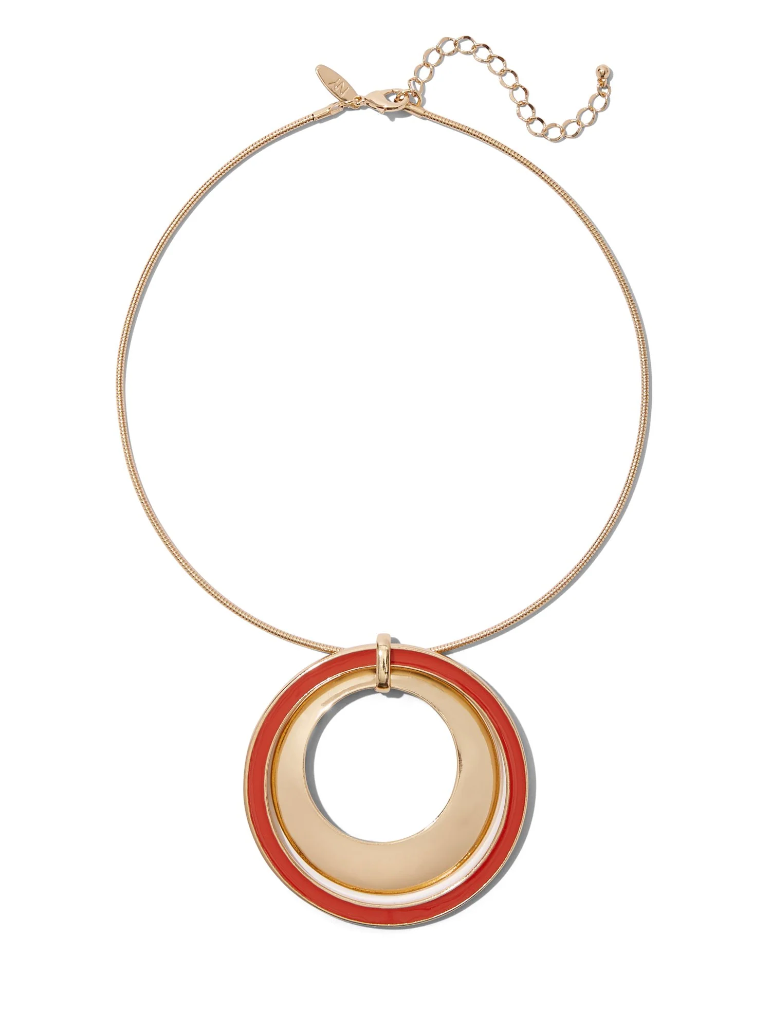 Double-Circle Pendant Collar Necklace