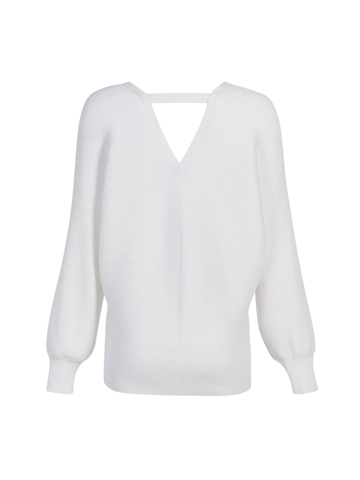 Double V-Neck Ribbed Dolman Sweater - Image 3