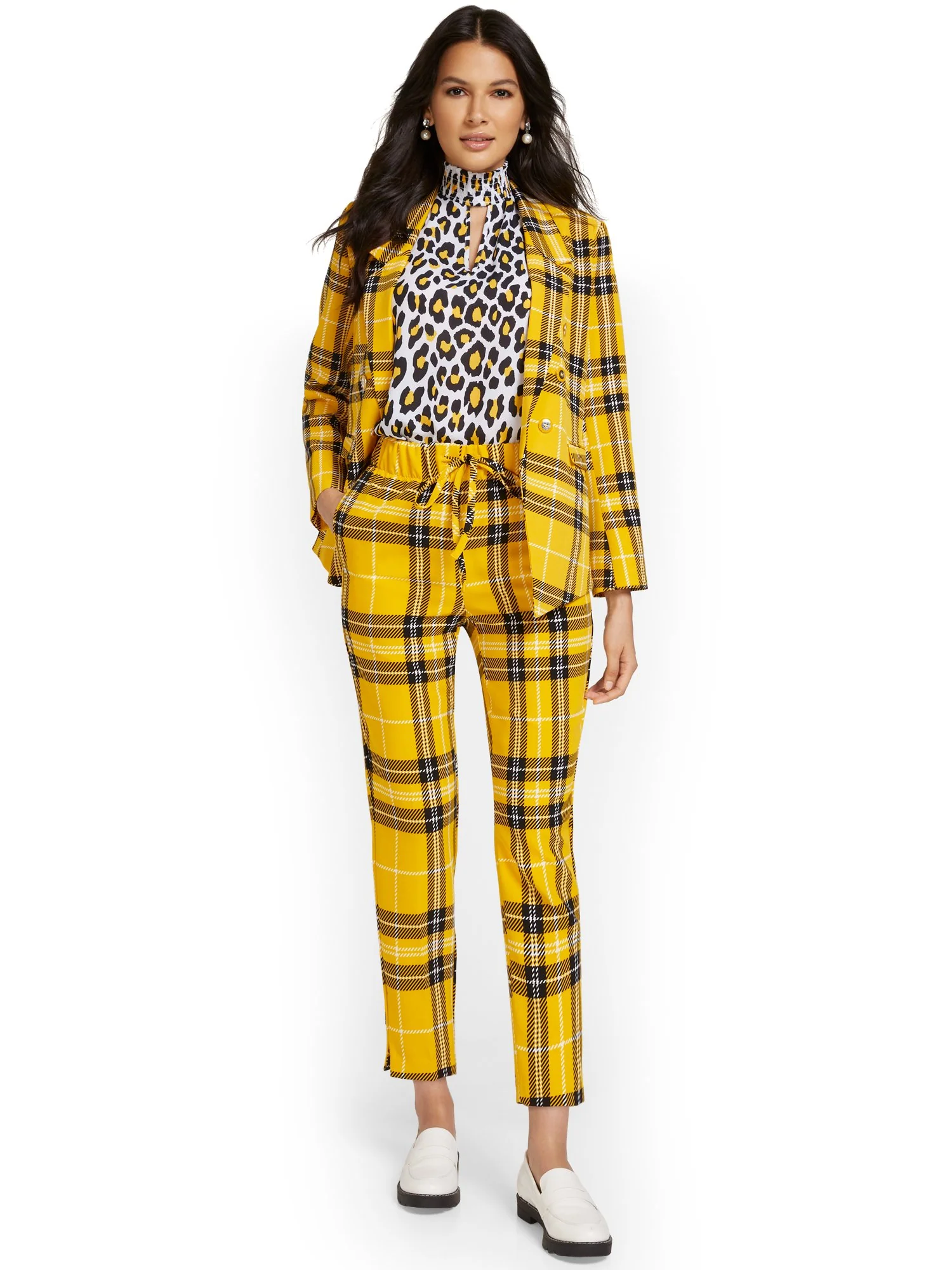Drawstring Ankle Pant - Plaid - Image 4