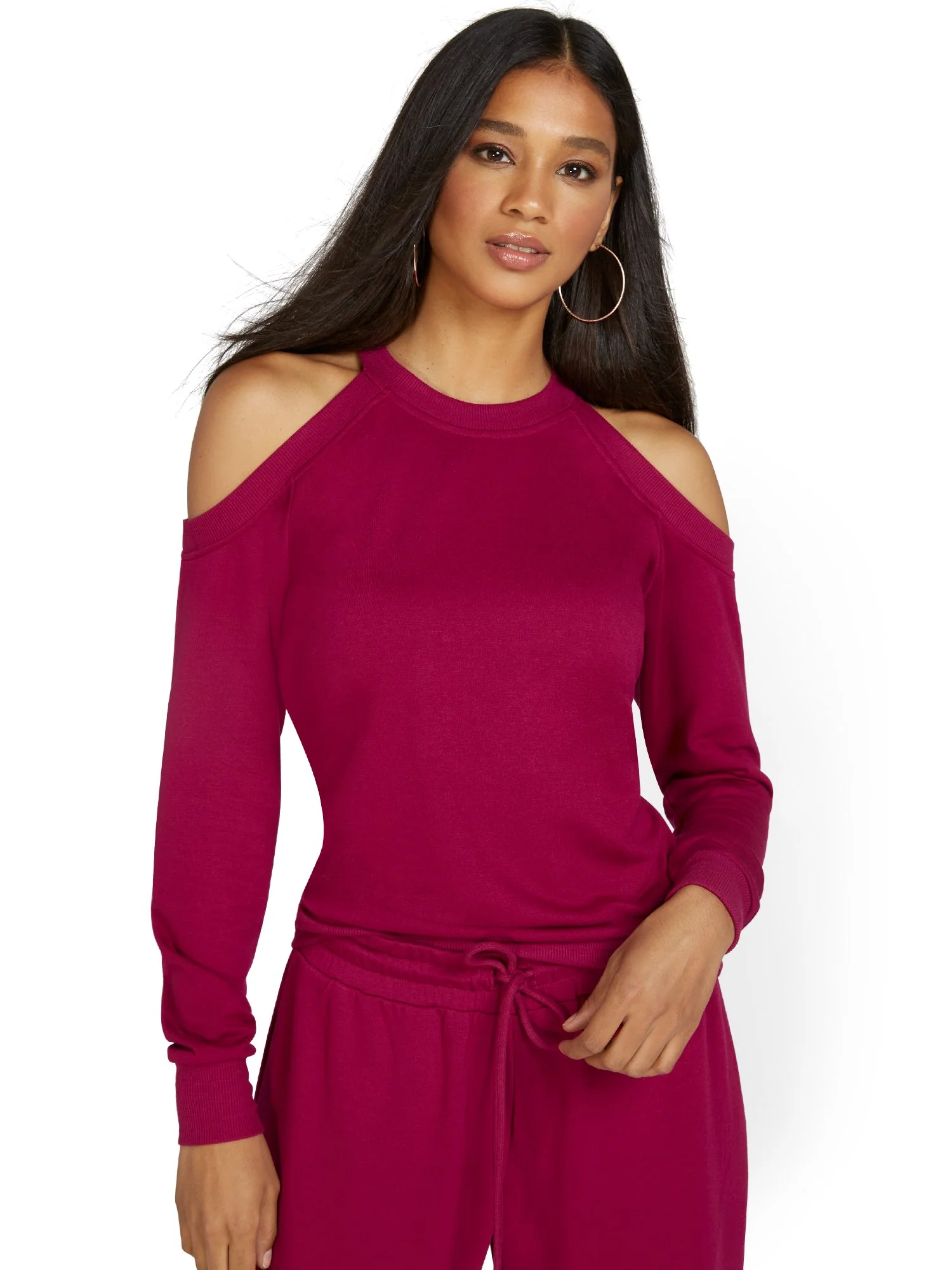 Dreamy French Terry Cold-Shoulder Pullover - Image 12