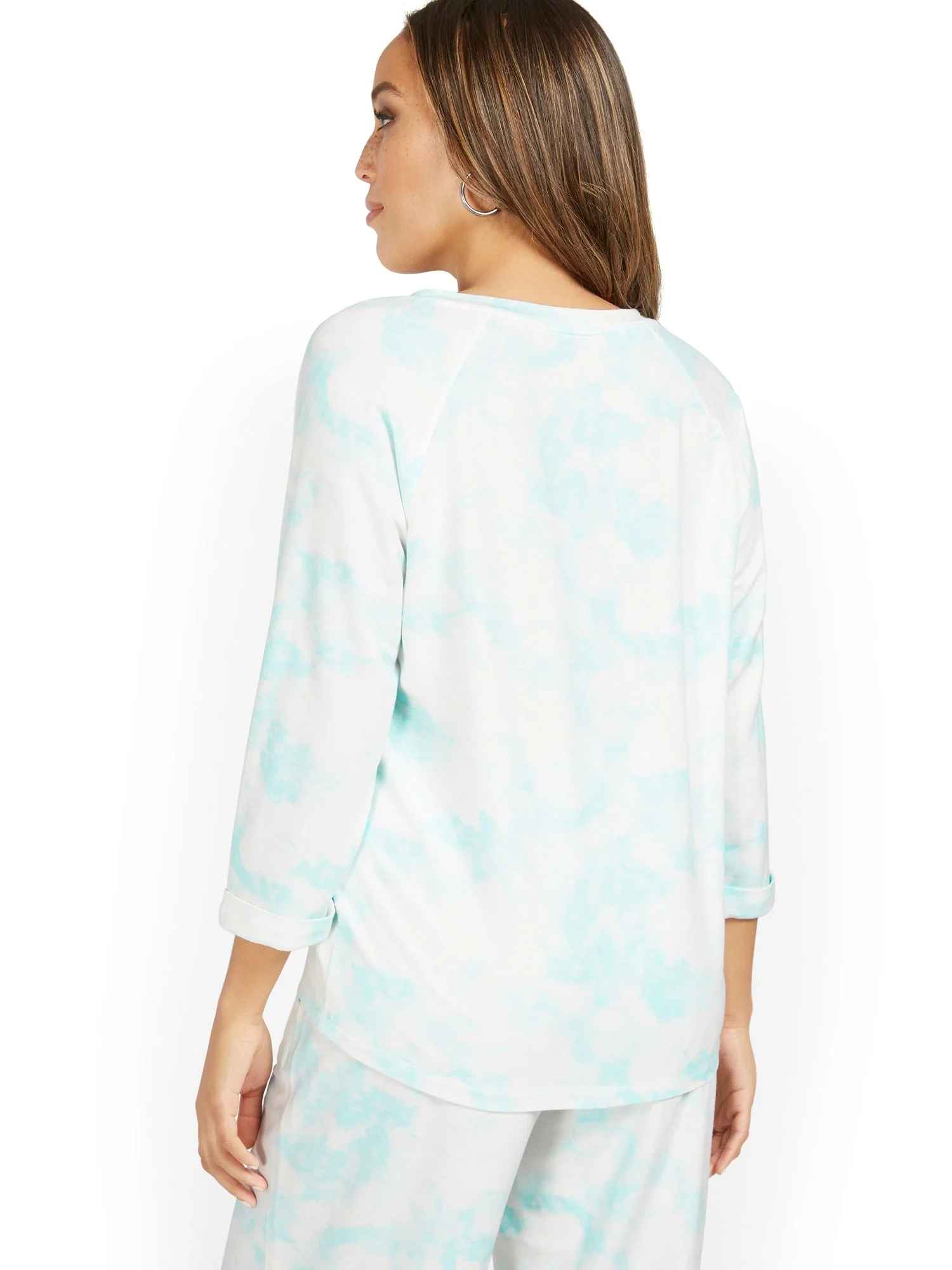 Dreamy French Terry Tie-Dye 3/4-Sleeve Top - Image 3