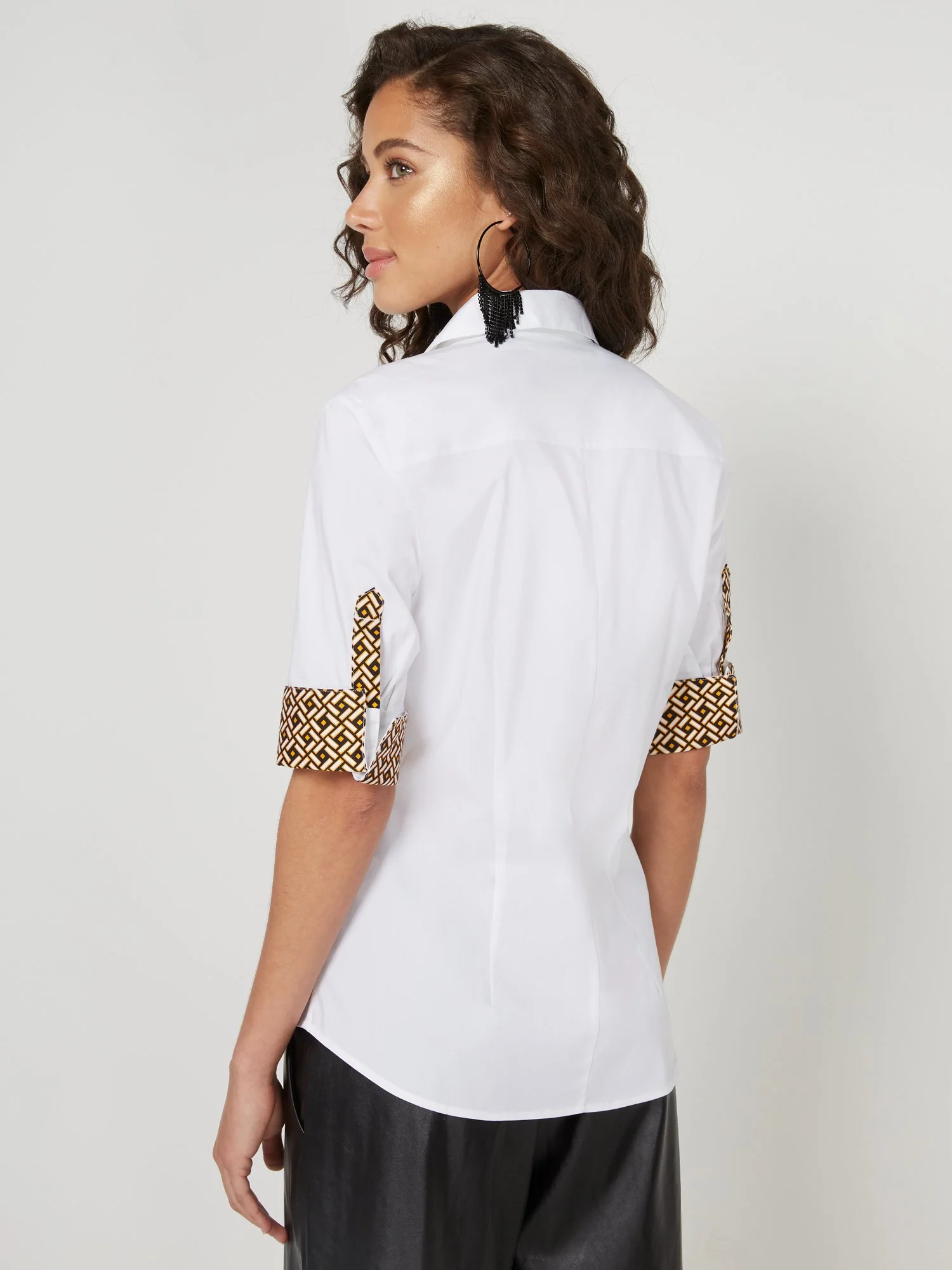 Elbow-Sleeve Button-Down Printed Madison Shirt - 7th Avenue - Image 3