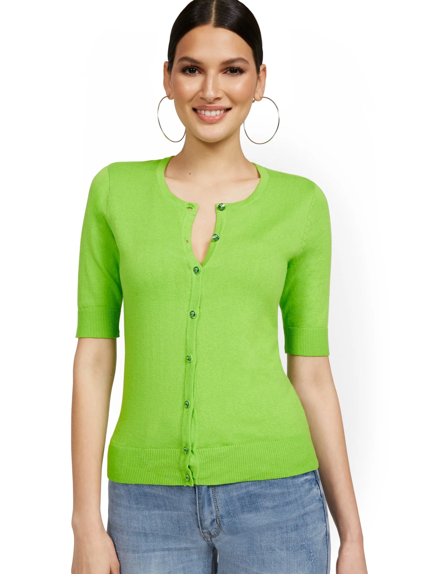 Elbow-Sleeve Chelsea Cardigan - Image 38