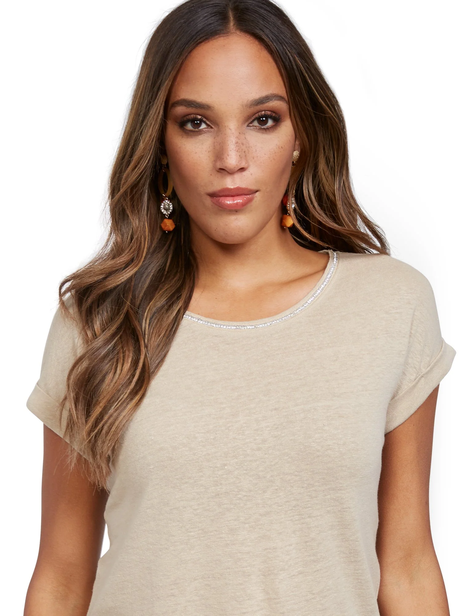 Embellished Linen Tee - Image 7
