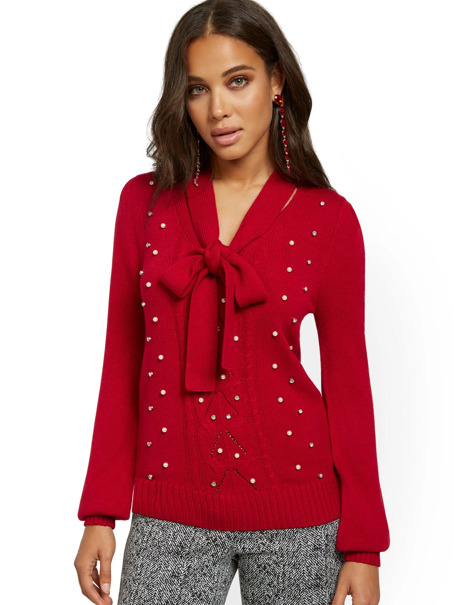Embellished Tie-Neck Sweater - Image 6