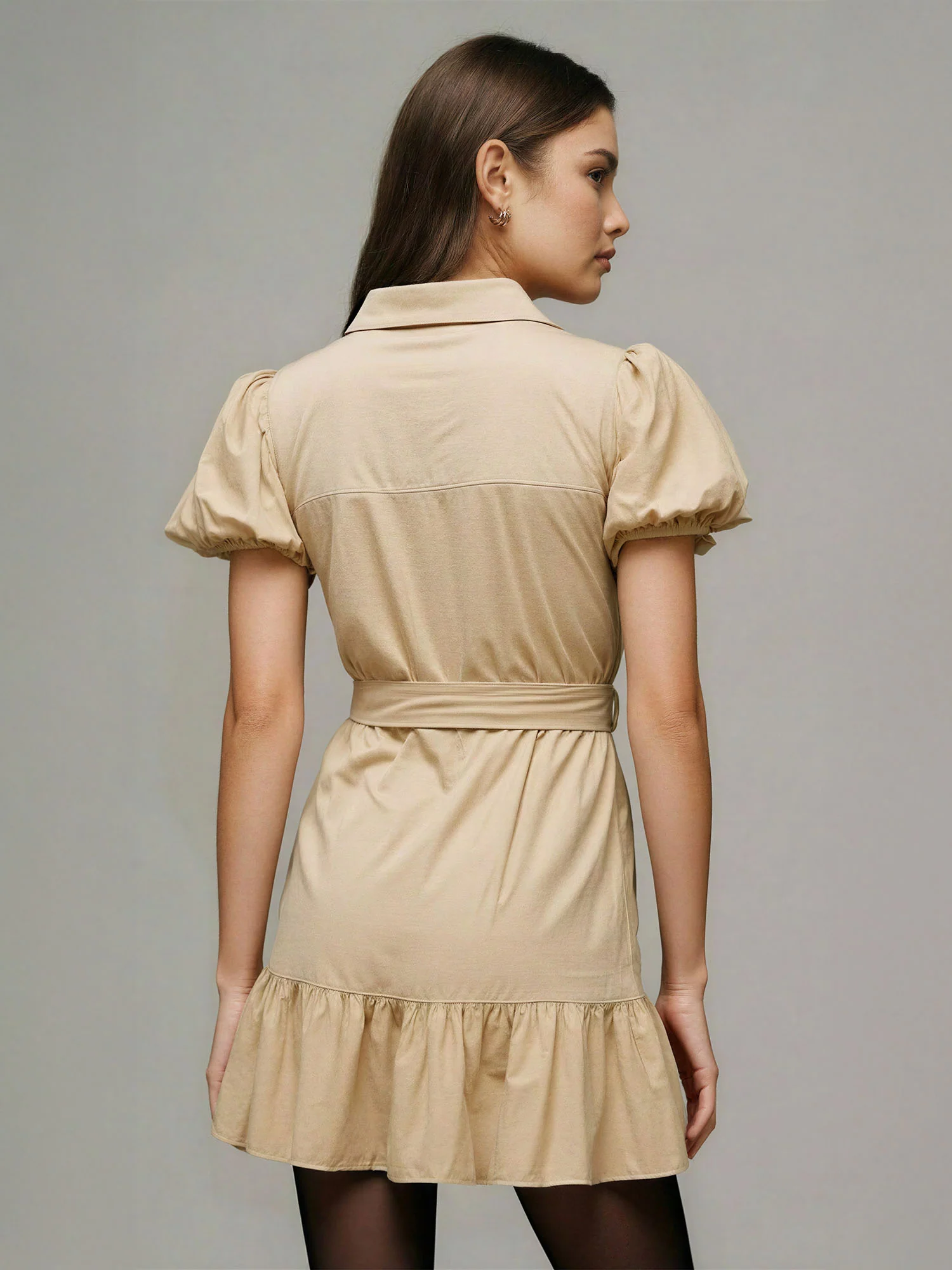 Emboridered Collar Button Down Self Band W/Dress - Image 4