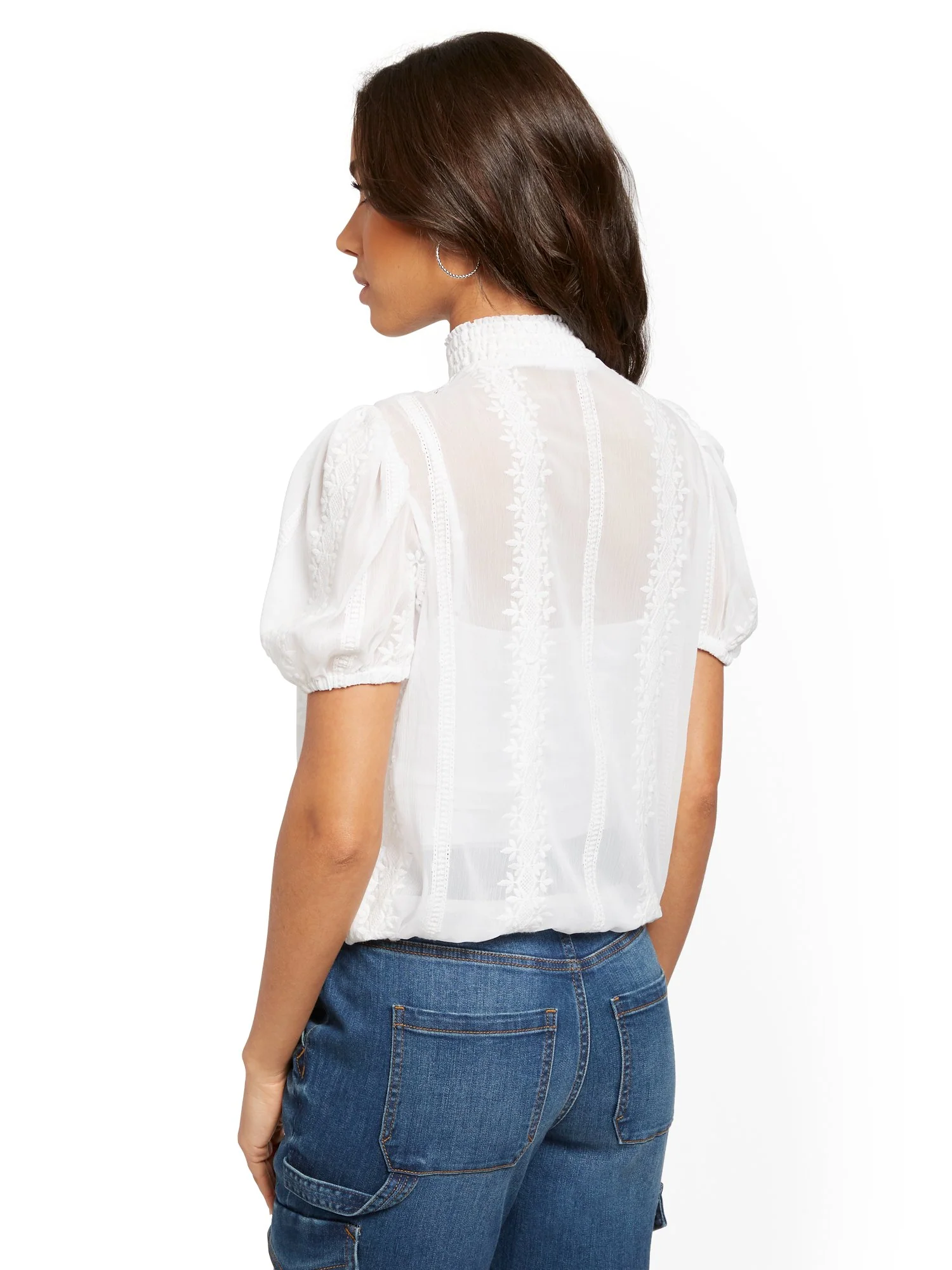 Embroidered Chiffon Blouse - Lily & Cali - Image 3
