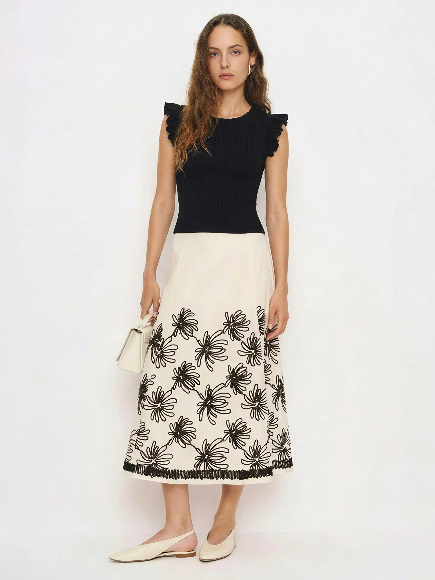 Embroidered Detail Midi Skirt - Image 6
