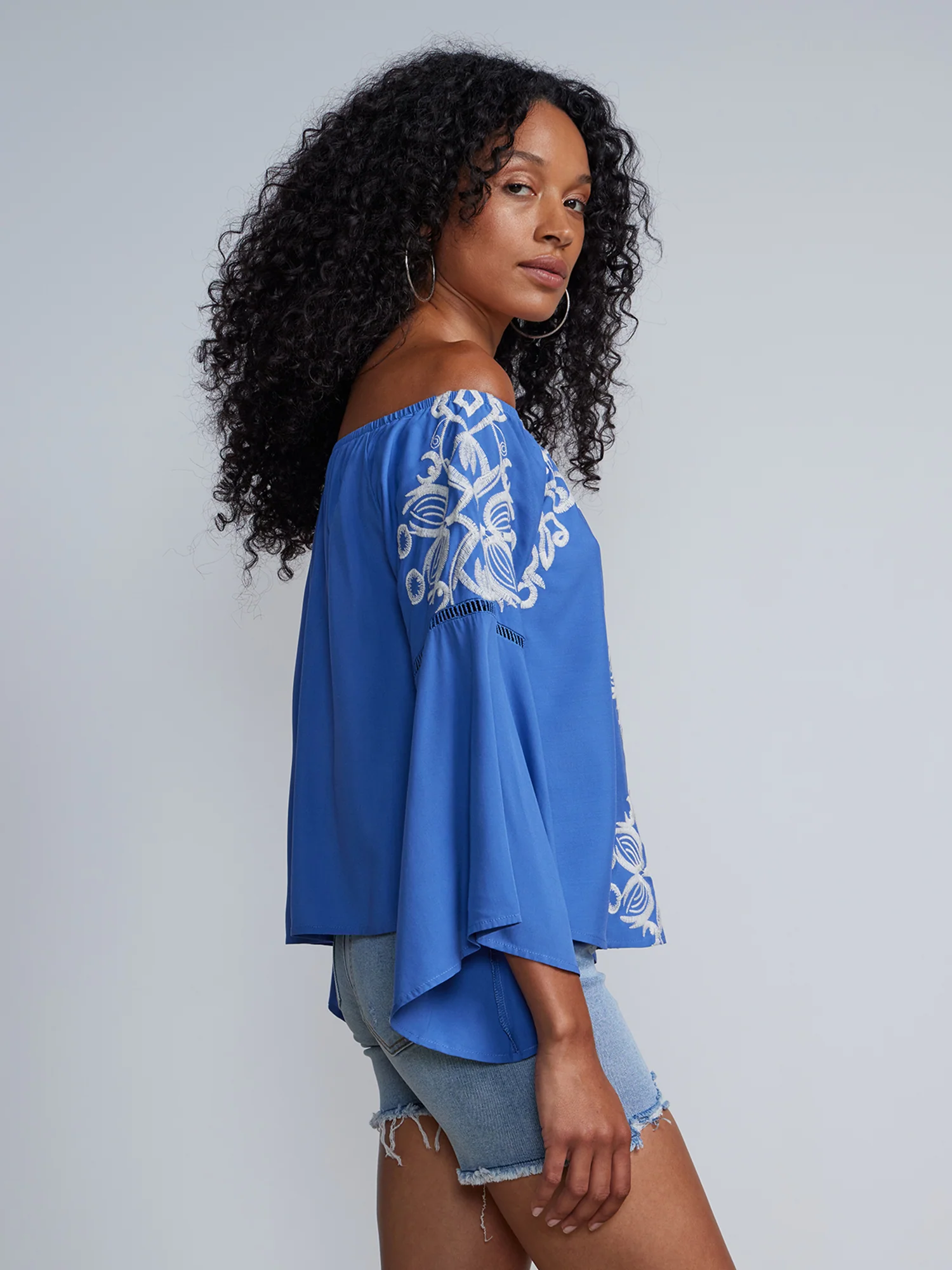 Embroidered Off Shoulder Top - Image 2