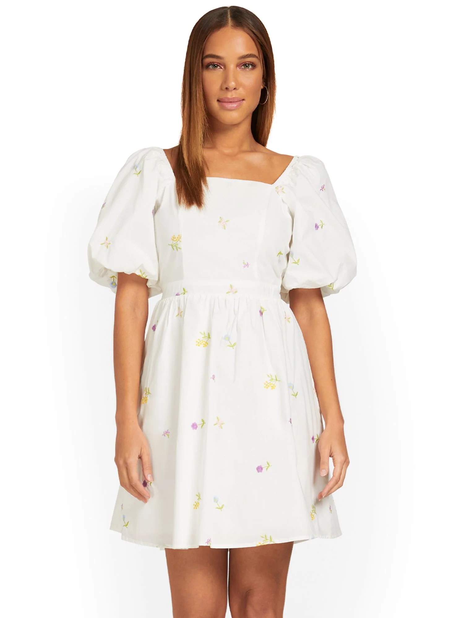 Embroidered Puff-Sleeve Mini Dress - English Factory - Image 2