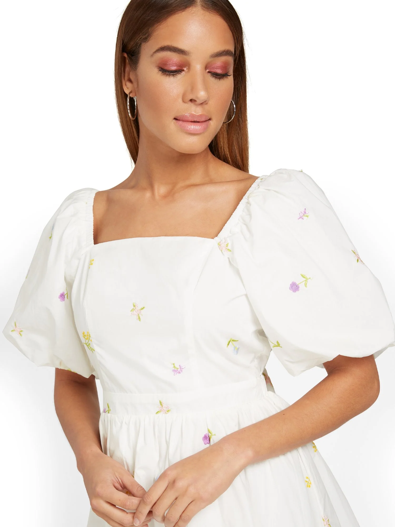 Embroidered Puff-Sleeve Mini Dress - English Factory - Image 4