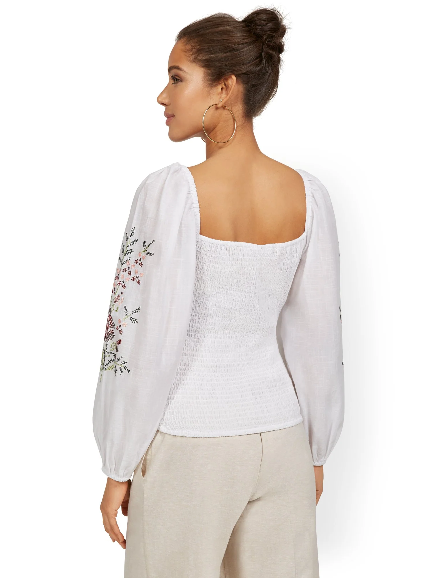 Embroidered Smocked Top - Image 3