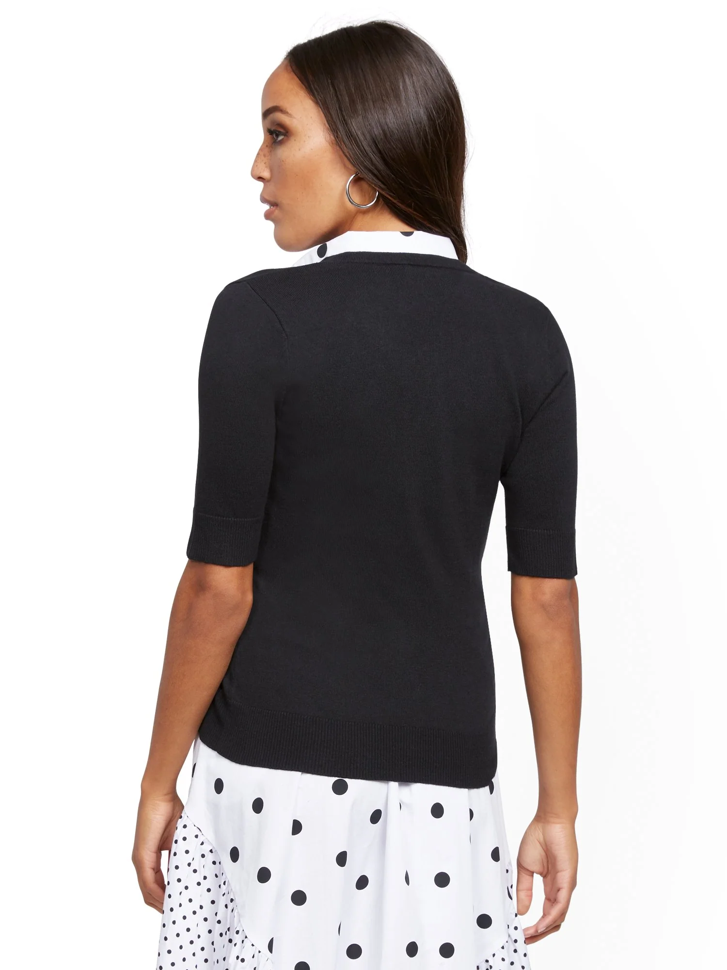 Enamel-Button Chelsea Crewneck Cardigan - 7th Avenue - Image 3