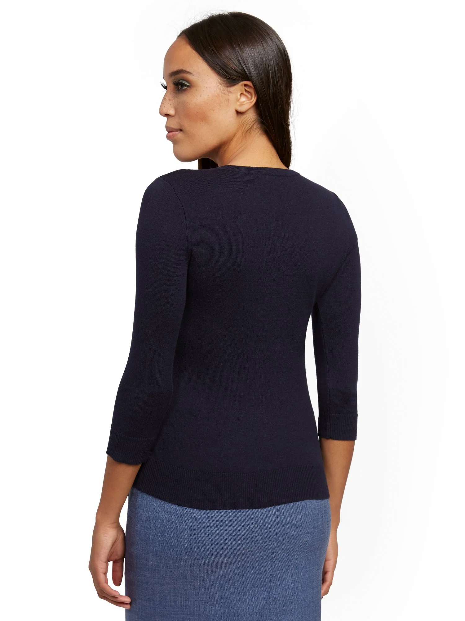 Enamel-Button Crewneck Chelsea Cardigan - Image 35