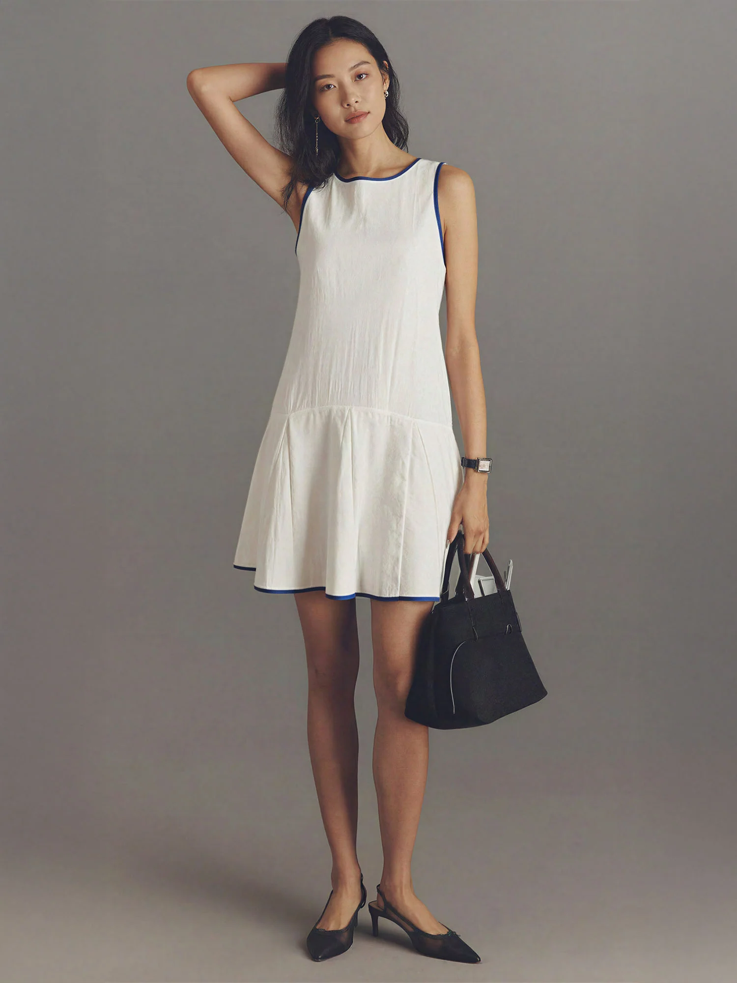 Eshe Sleeveless Contrast Trim Shift Mini Dress - Image 10