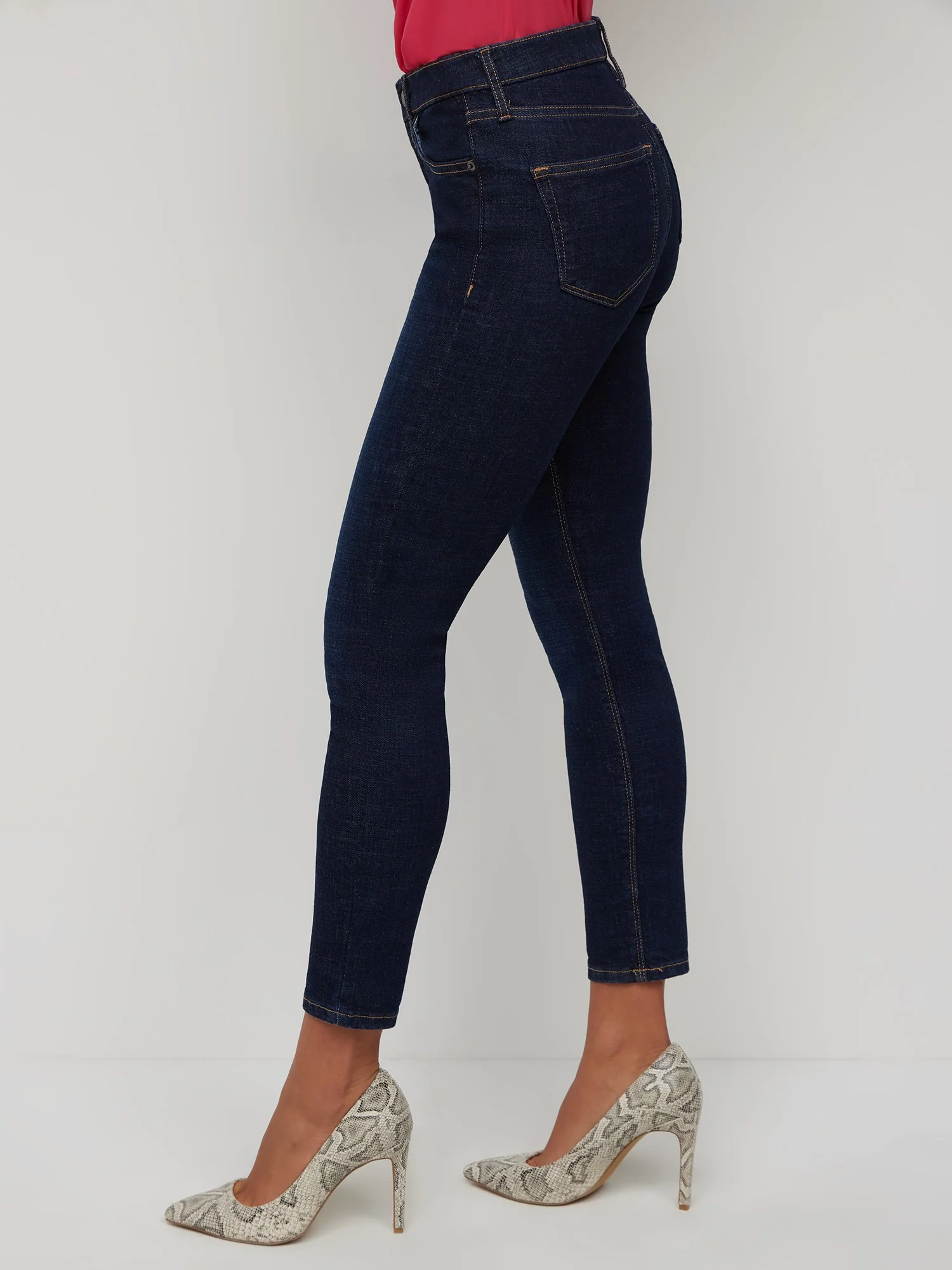 Essential High-Waisted Skinny Ankle Jeans - Dark Wash - Image 4