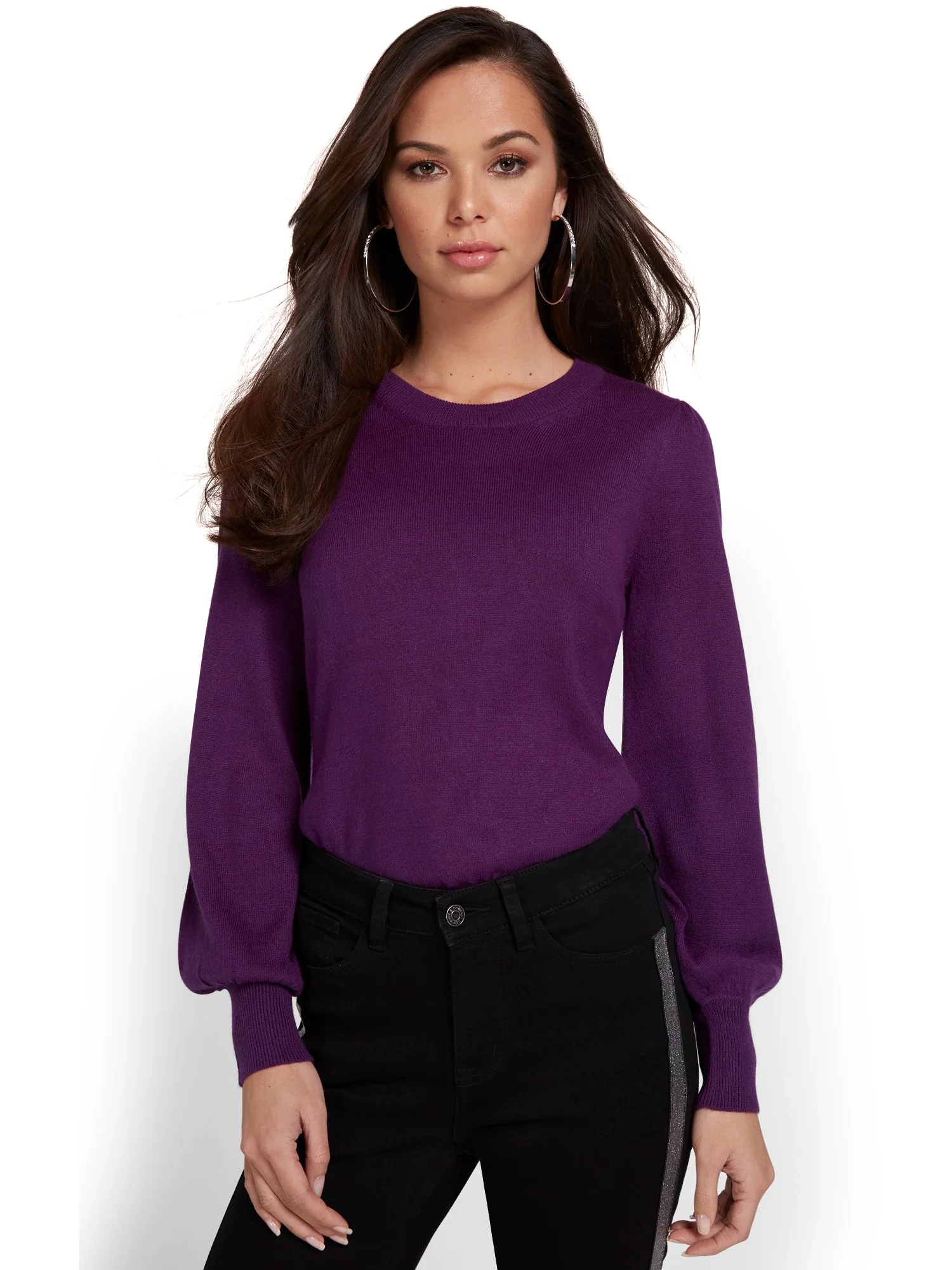 Essential Puff-Sleeve Crewneck Sweater - Image 6